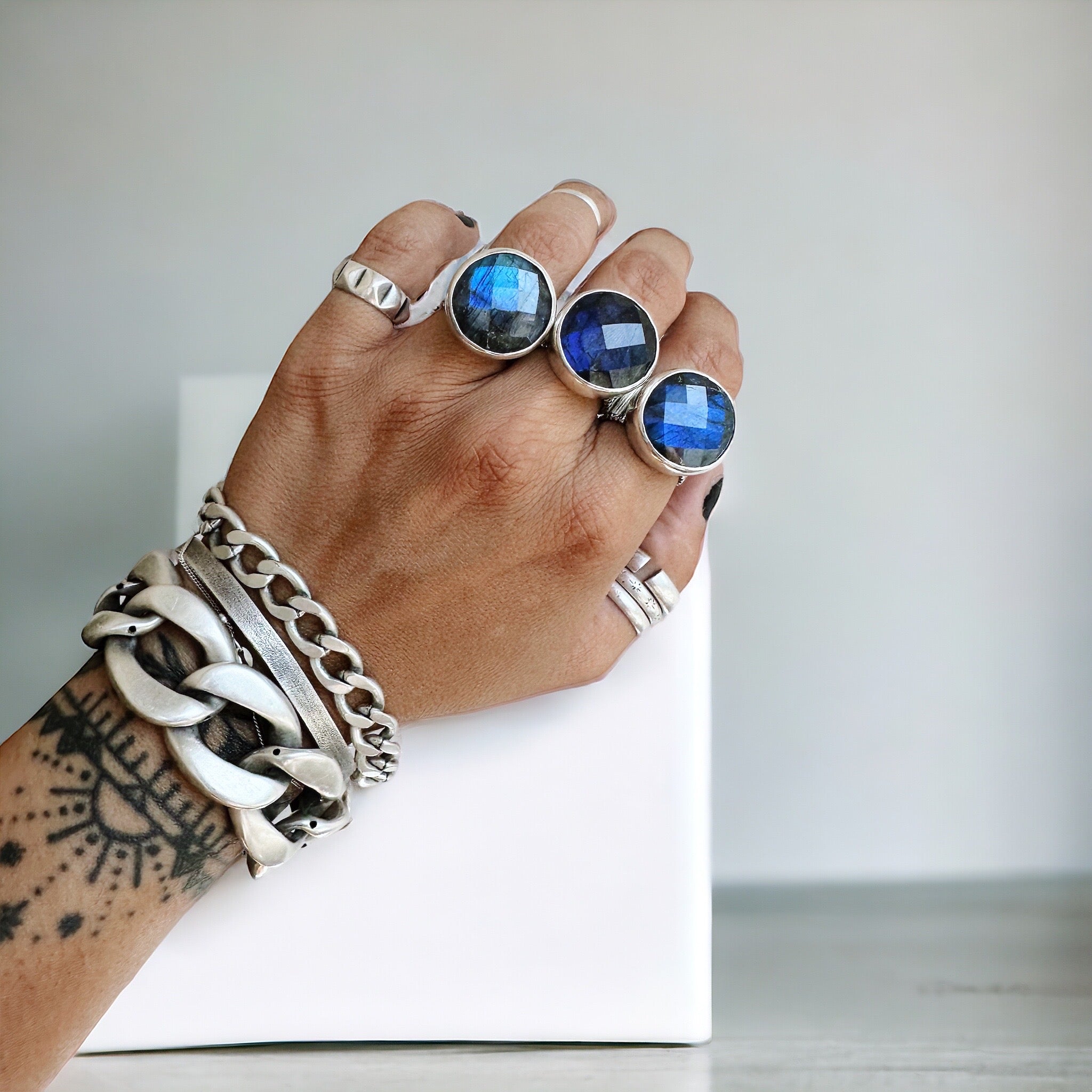Anillo Labradorita Muy Azul