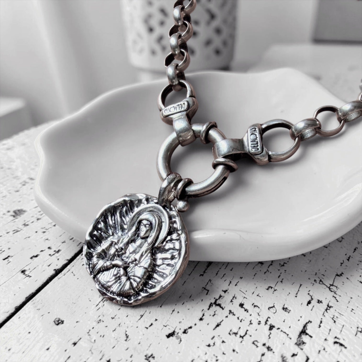 Colgante Medalla María Milagrosa - Redonda Plata