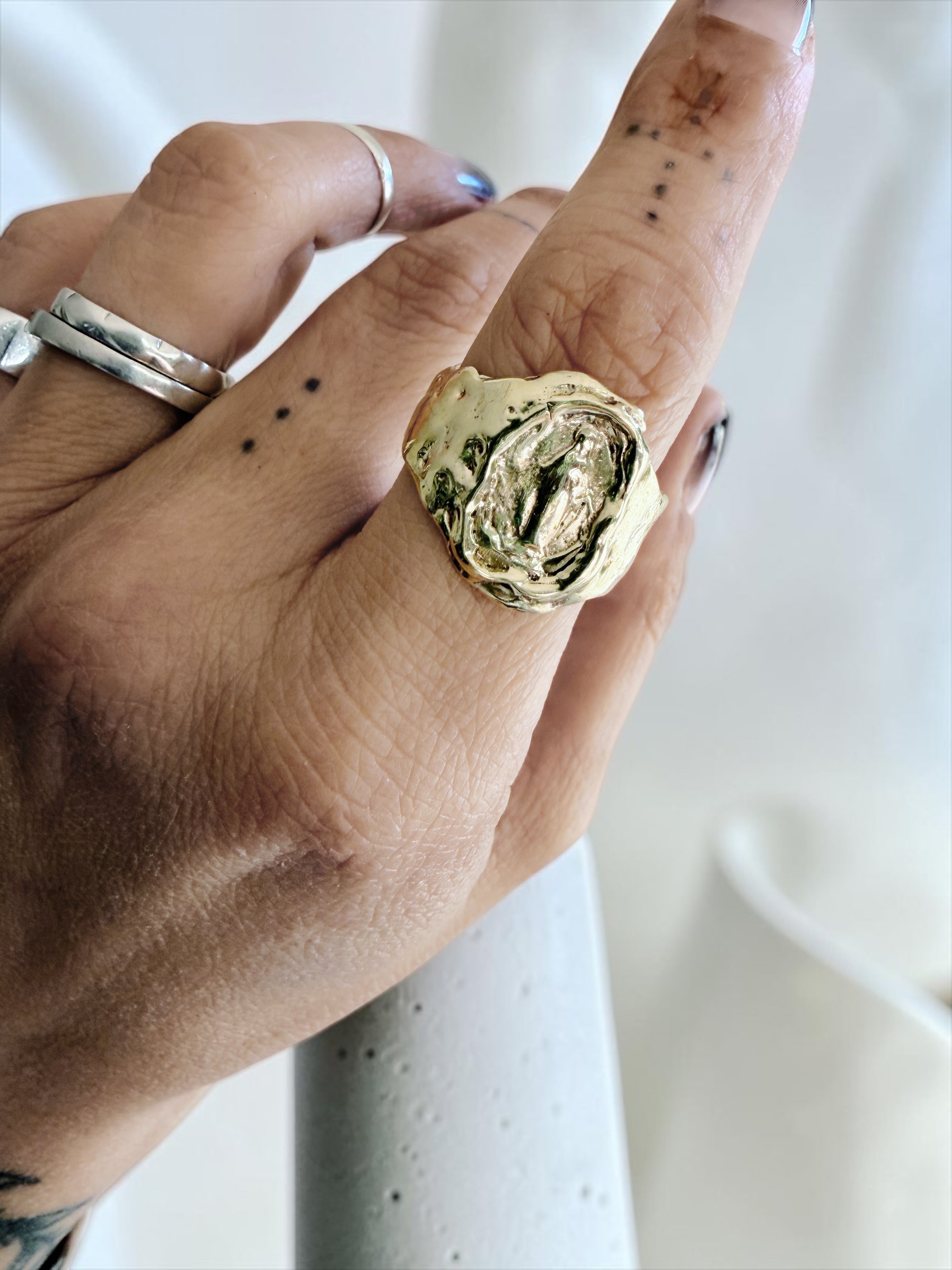 Anillo Sello Mariano - Bronce