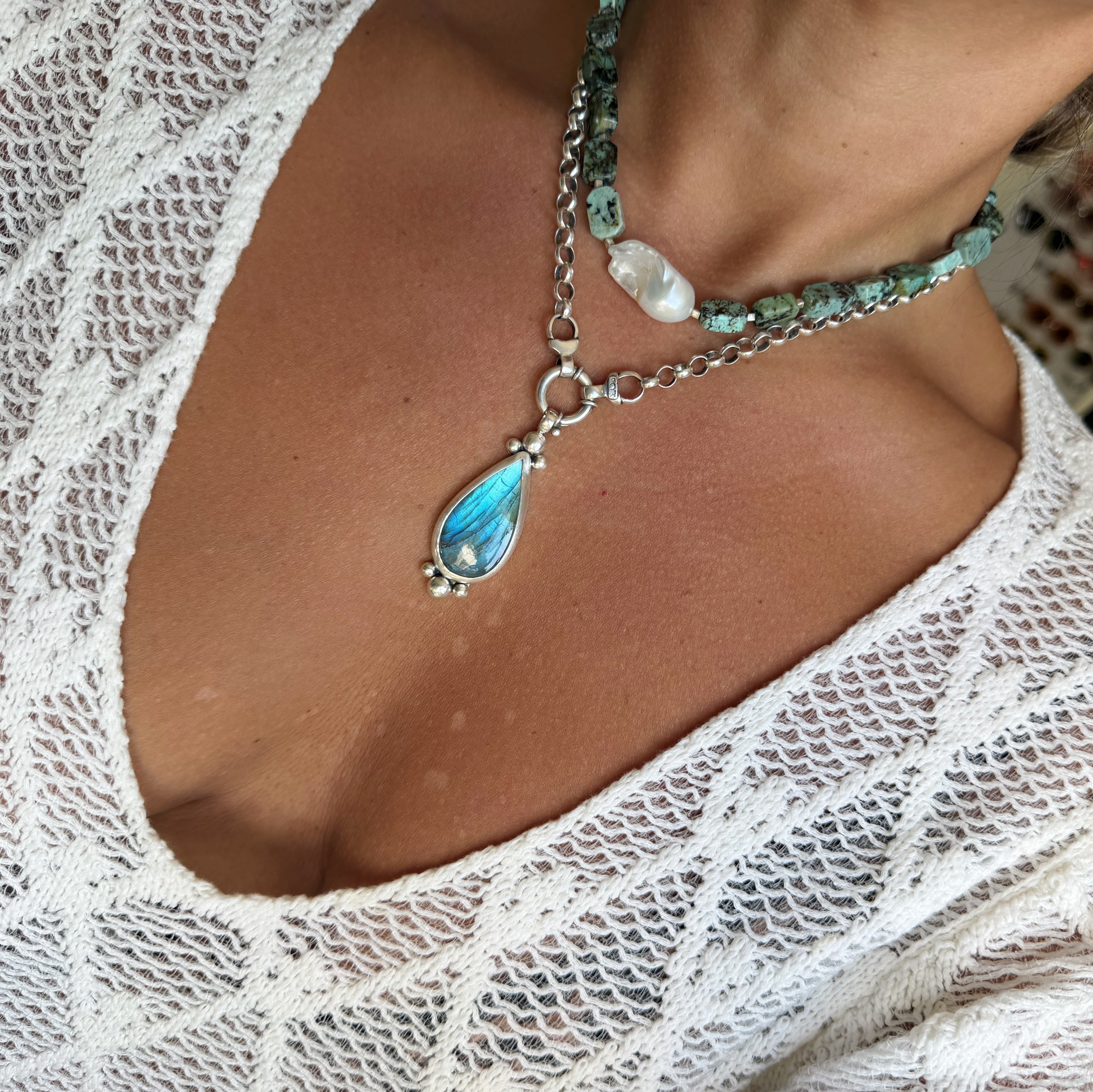 Colgante Labradorita Gota Azul