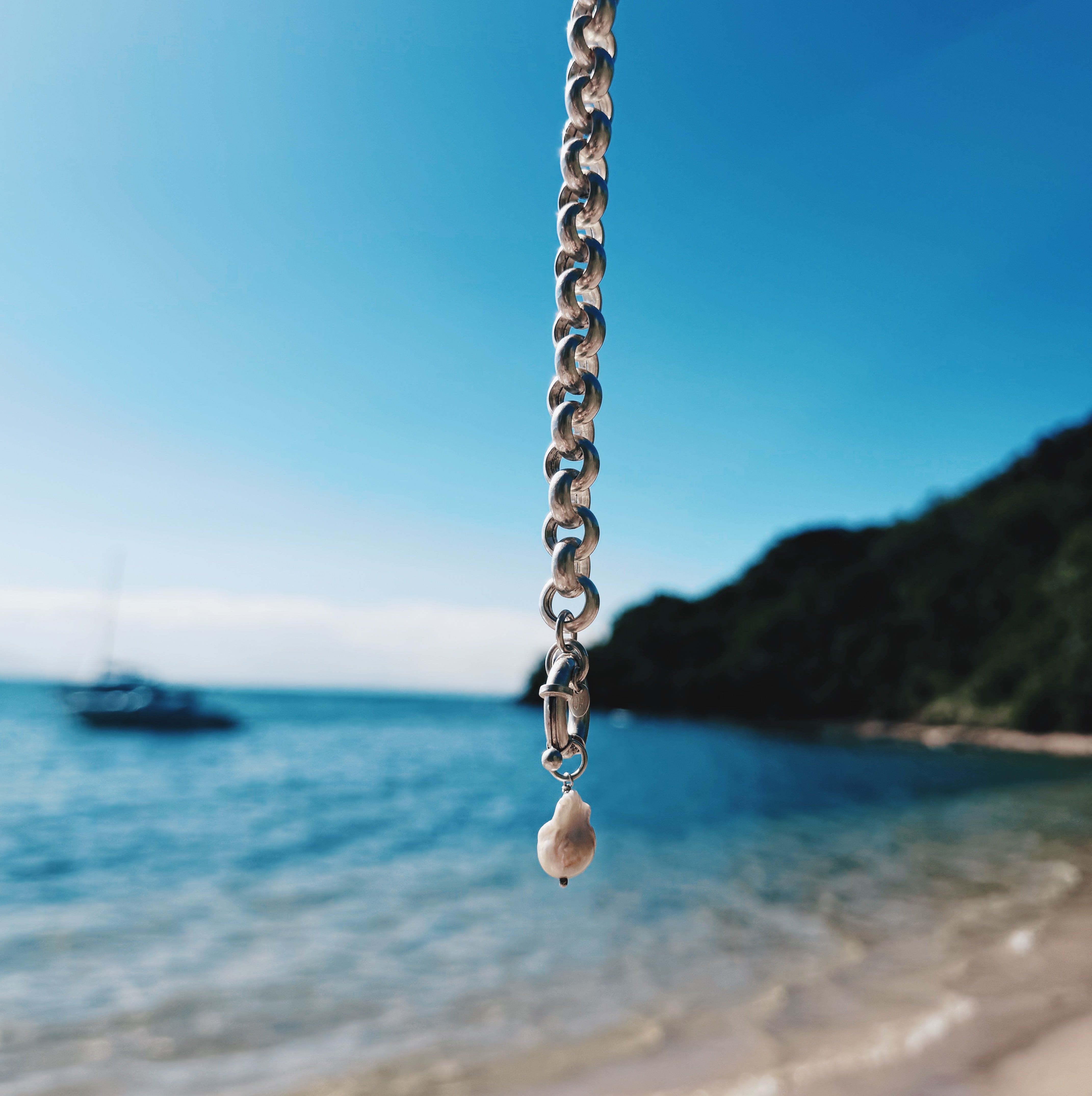 Pulsera Rolo Chunky + perla barroca