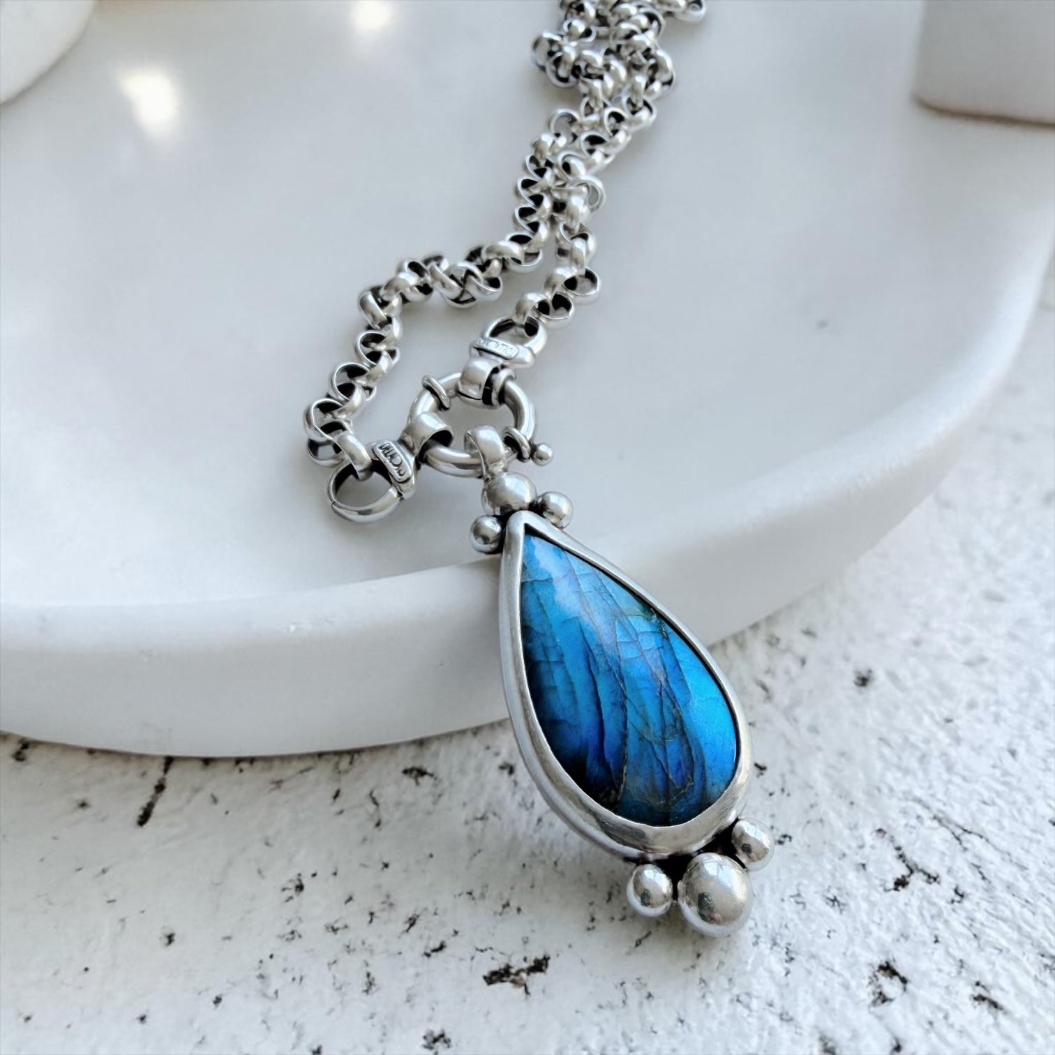 Colgante Labradorita Gota Azul