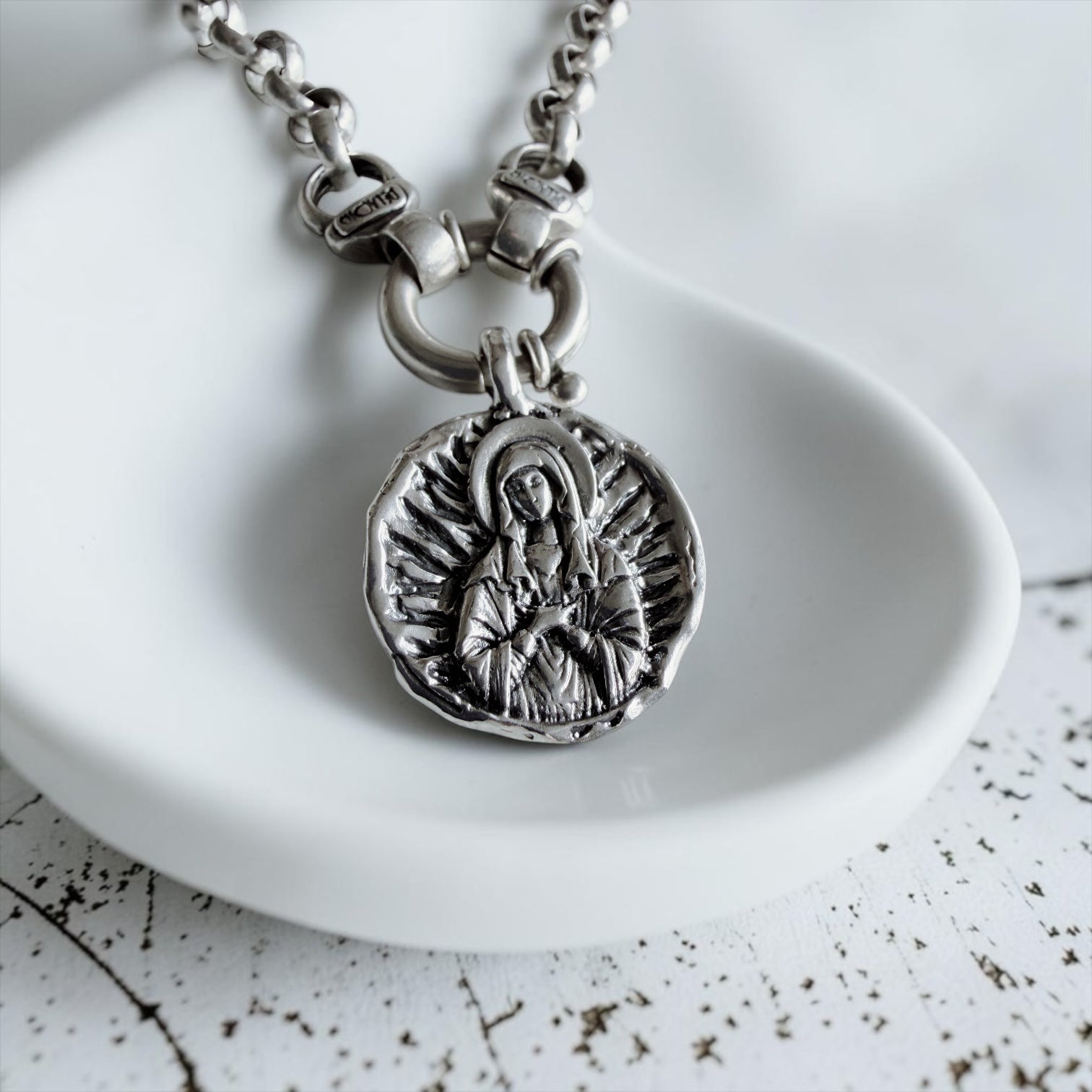 Colgante Medalla María Milagrosa - Redonda Plata