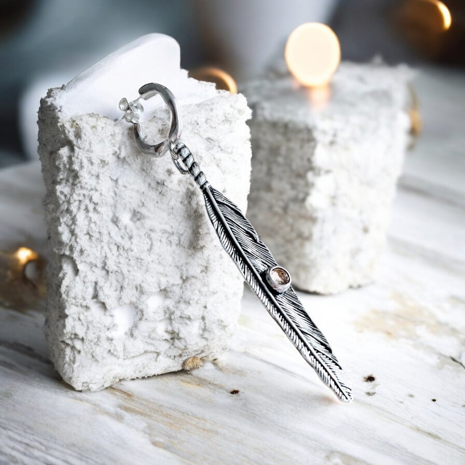 Aro Solitario Pluma War Eagle / varias piedras