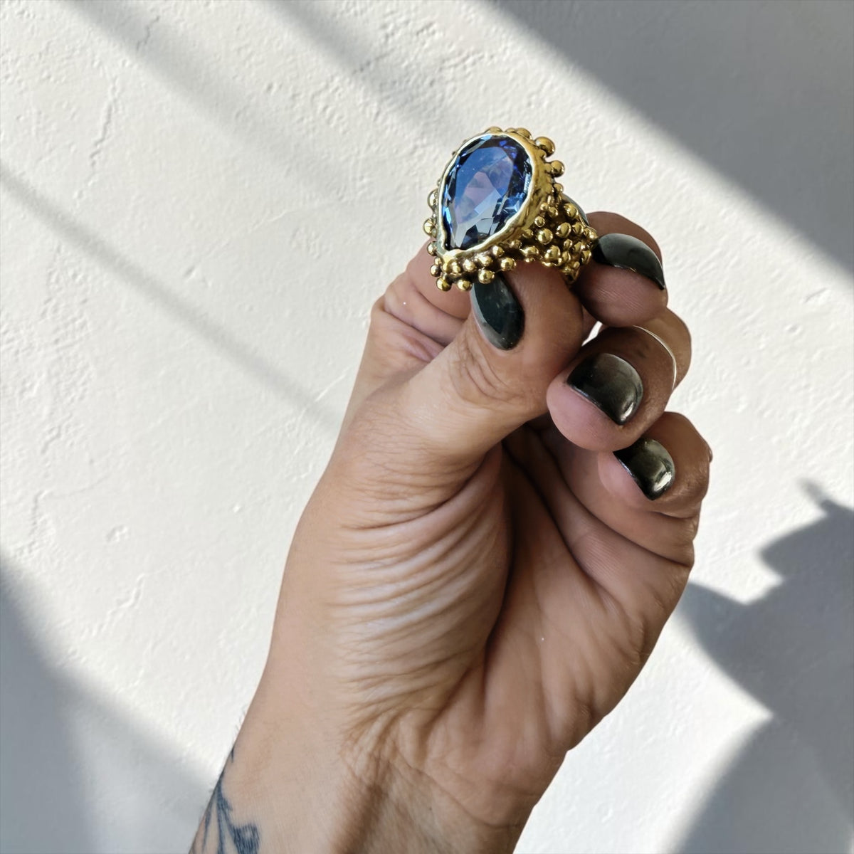 Anillo Gota Pomposa Bronce - Amatista