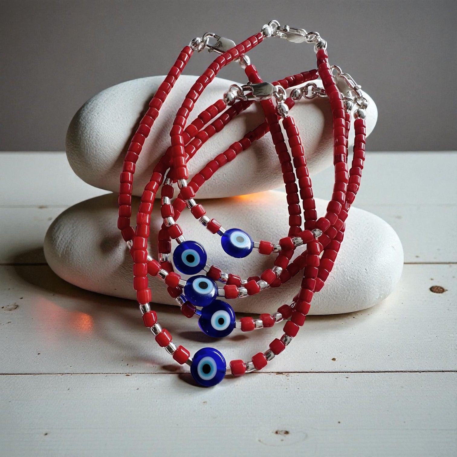 Pulsera Coral - Protección y Ojo Nazar