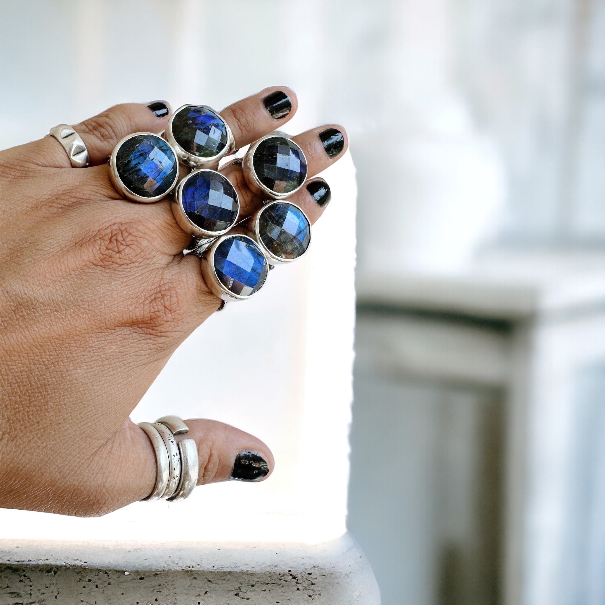 Anillo Labradorita Muy Azul