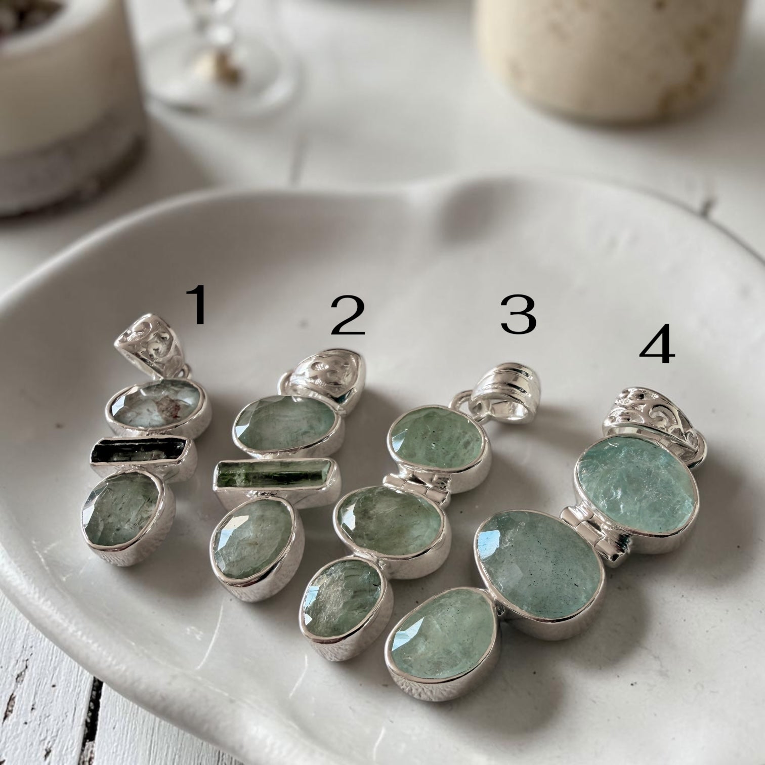 Colgante Trío Aguamarina