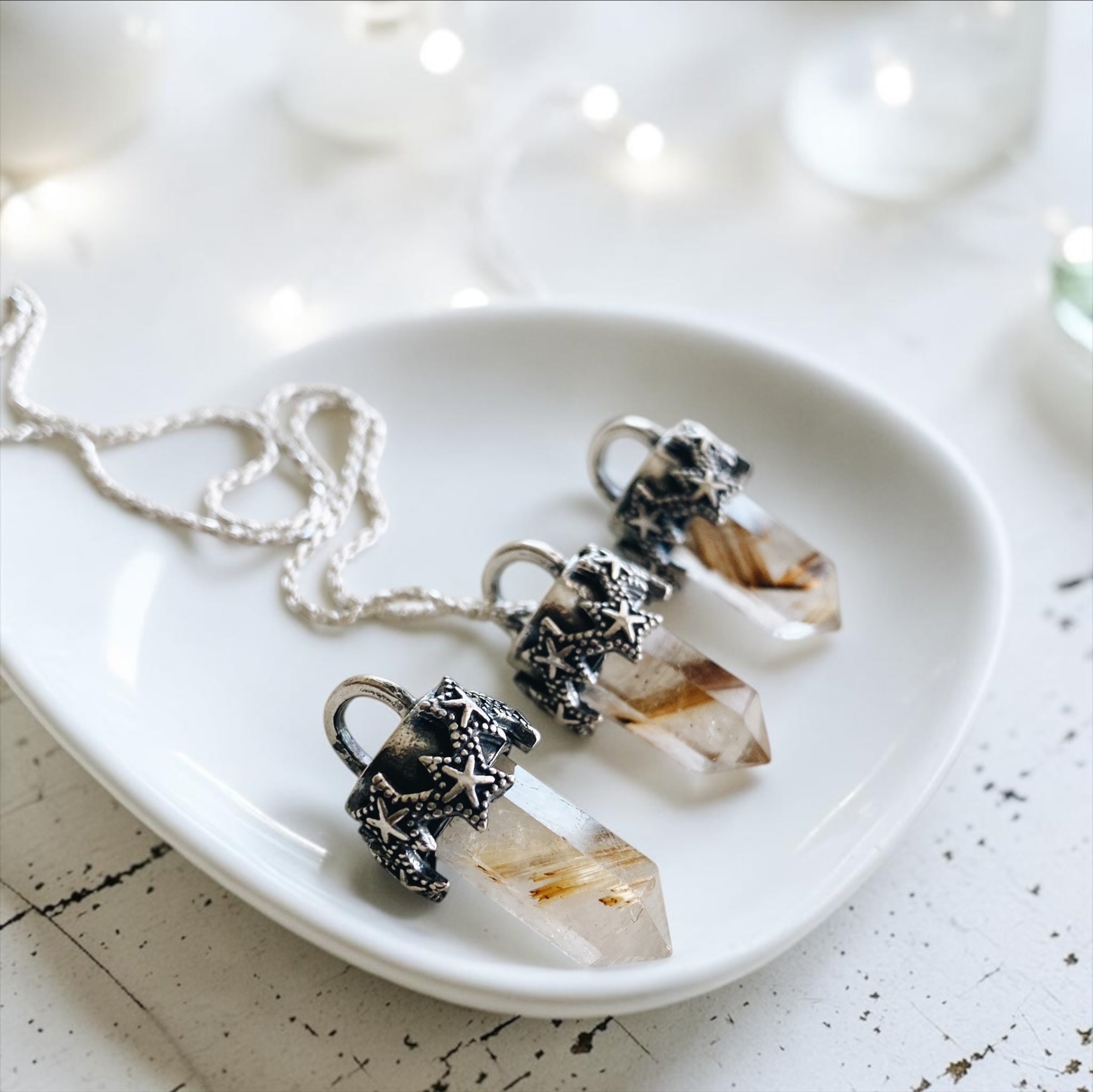 Colgante Punta Cassiopeia cuarzo Rutilado