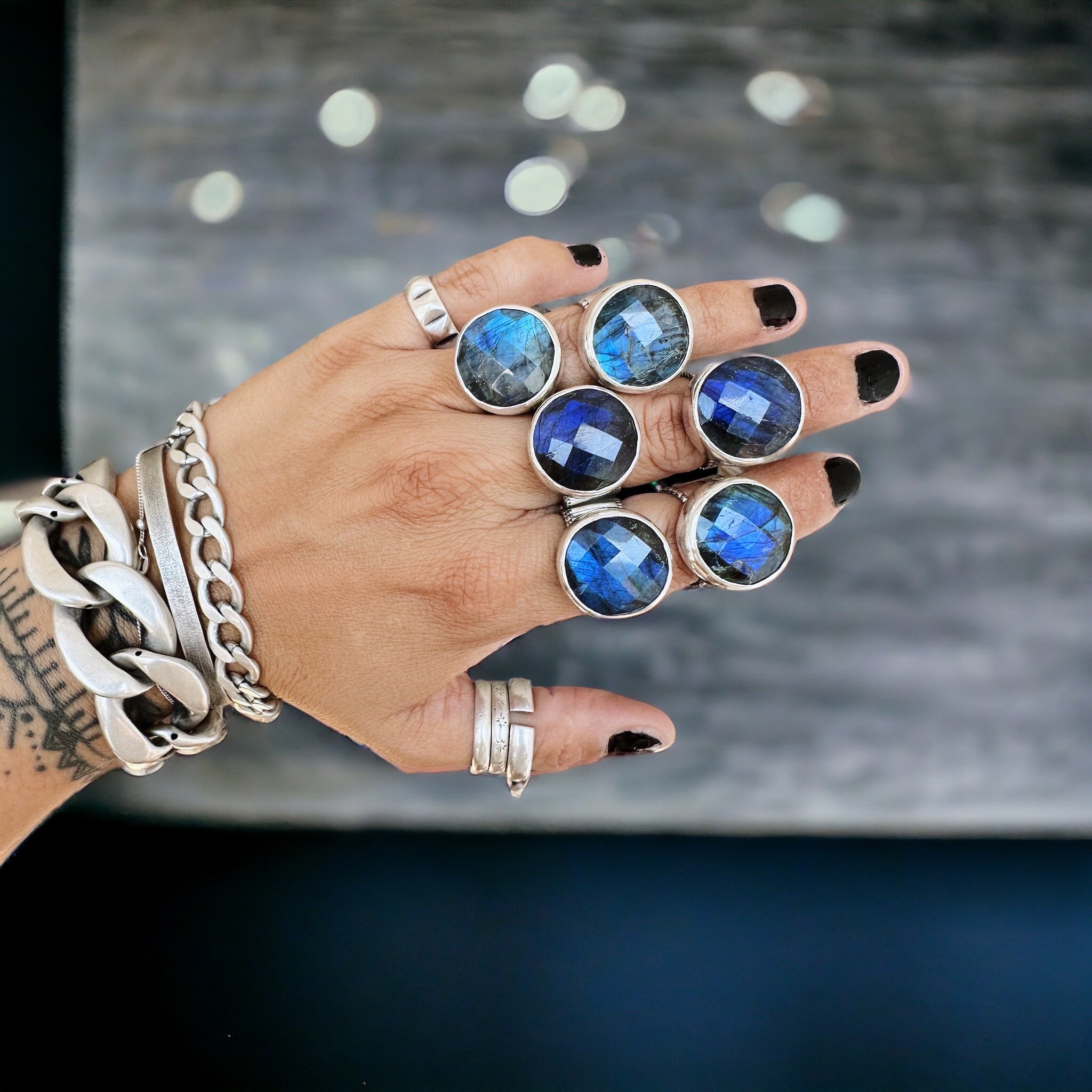 Anillo Labradorita Muy Azul
