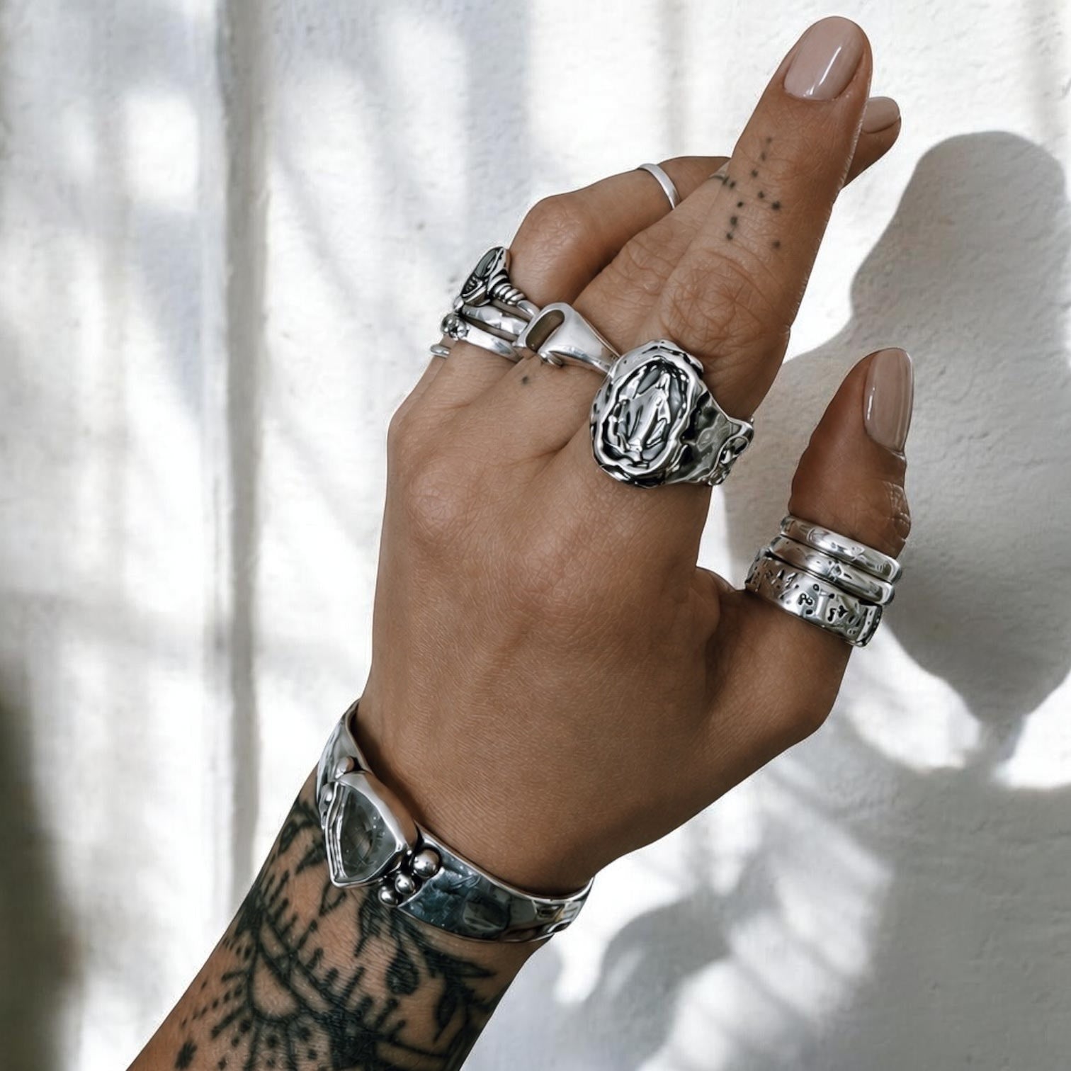 Anillo Sello Mariano - Plata