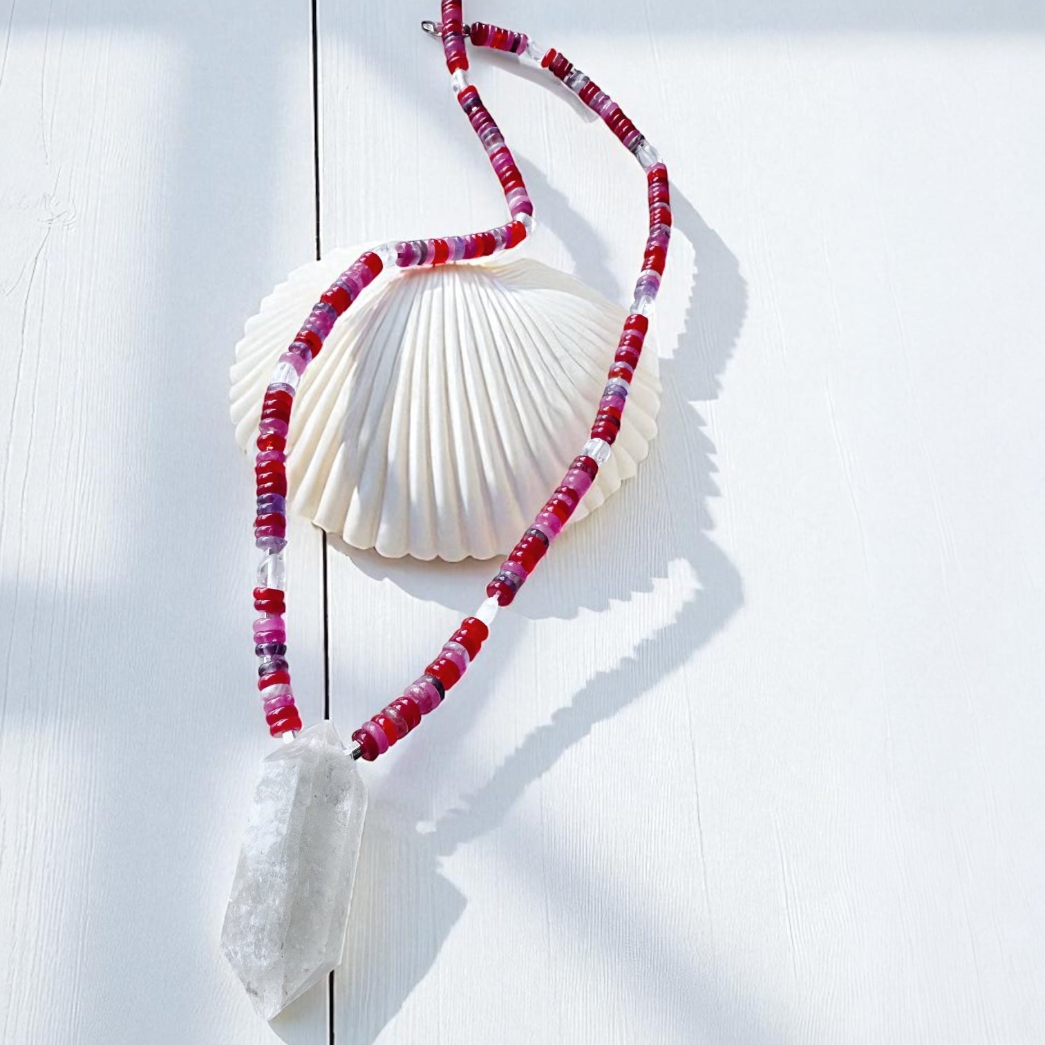 Collar Tibetano - Rosa Carmesí