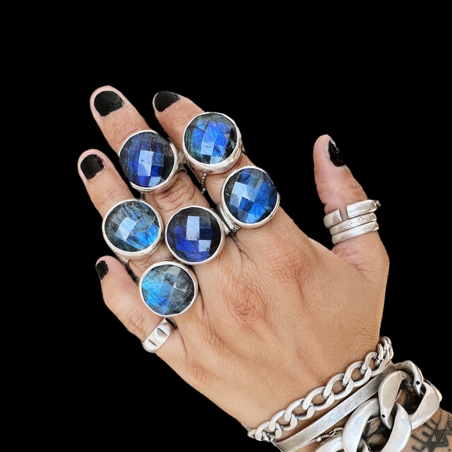 Anillo Labradorita Muy Azul