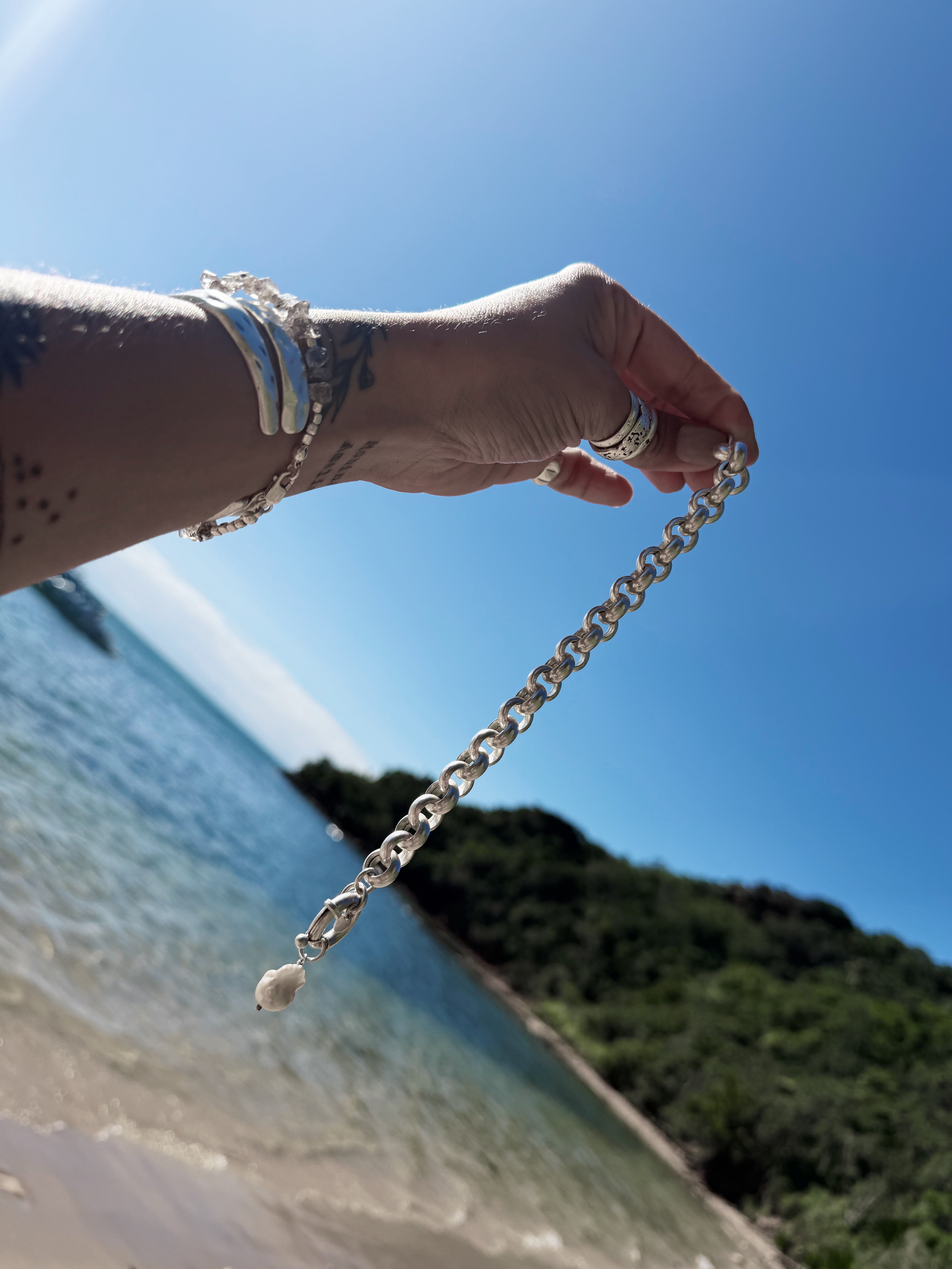Pulsera Rolo Chunky + perla barroca