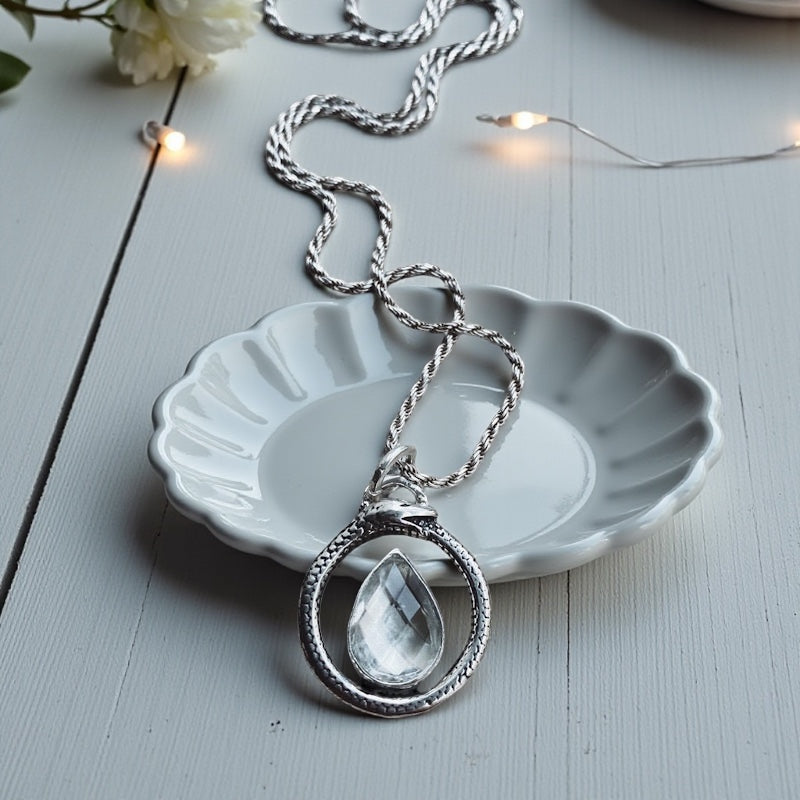 Colgante Ouroboros gota Cuarzo Briolette - PREVENTA