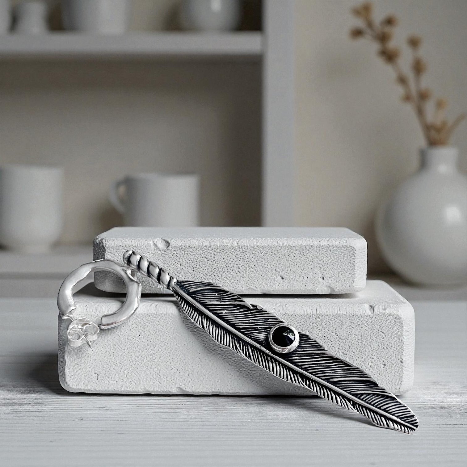 Aro Solitario Pluma War Eagle / varias piedras