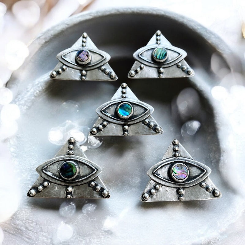 Colgante Triangulo Ojo Psicodelic Abalone