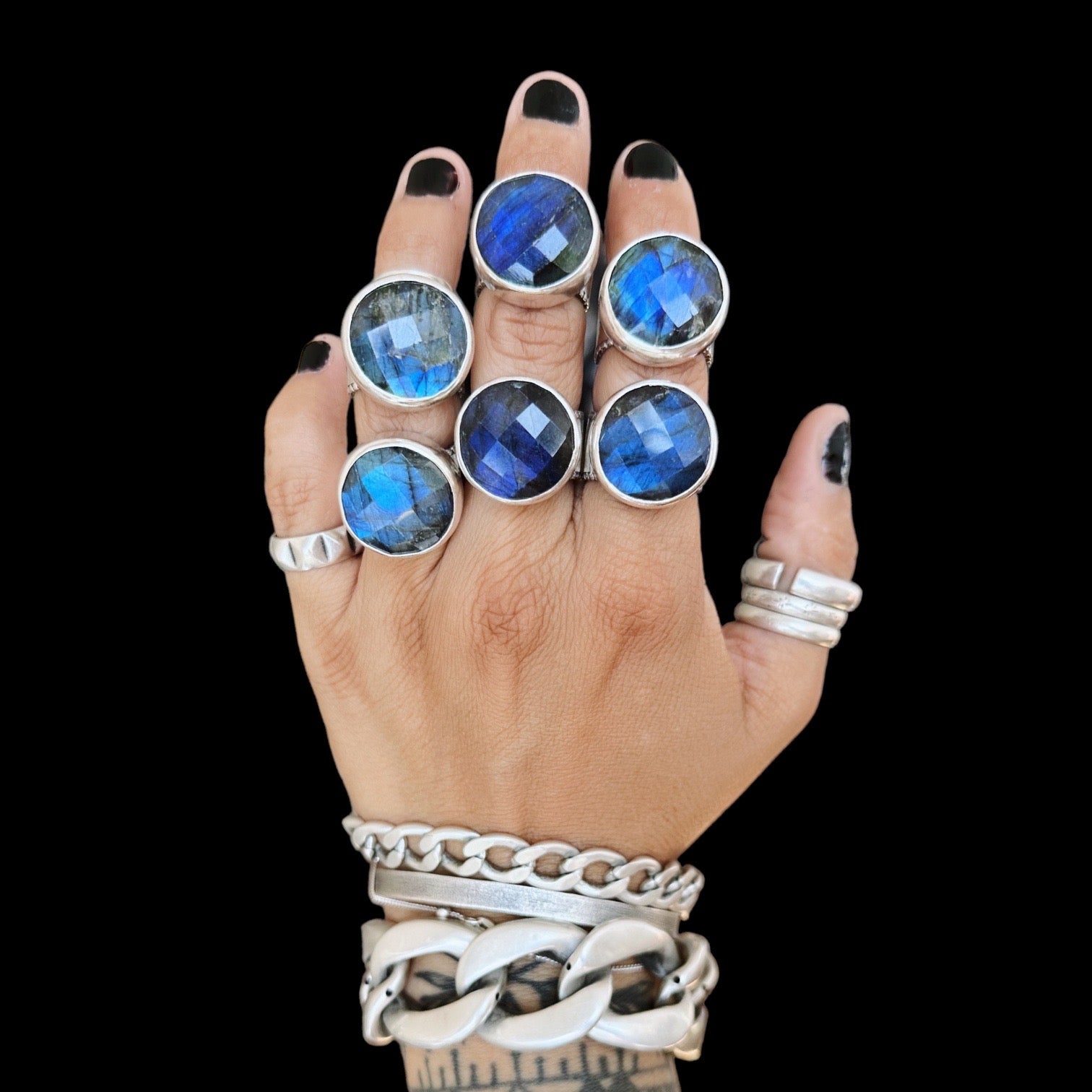 Anillo Labradorita Muy Azul