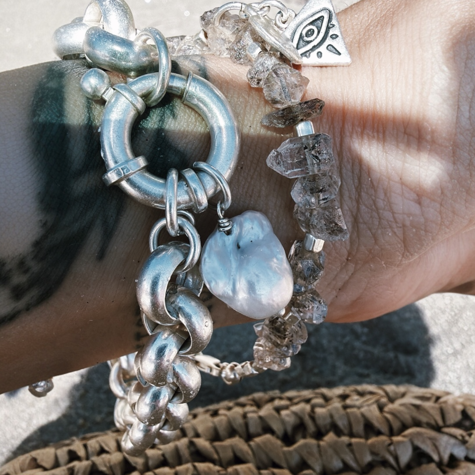 Pulsera Rolo Chunky + perla barroca