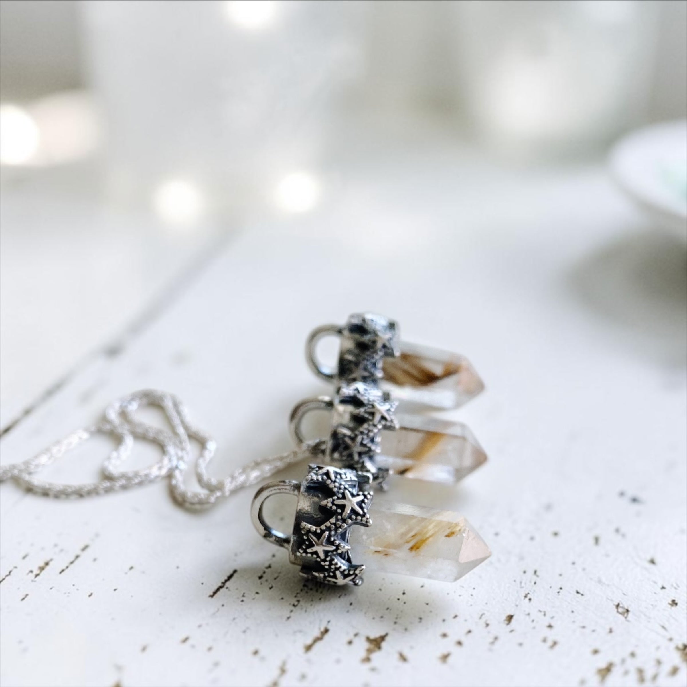 Colgante Punta Cassiopeia cuarzo Rutilado