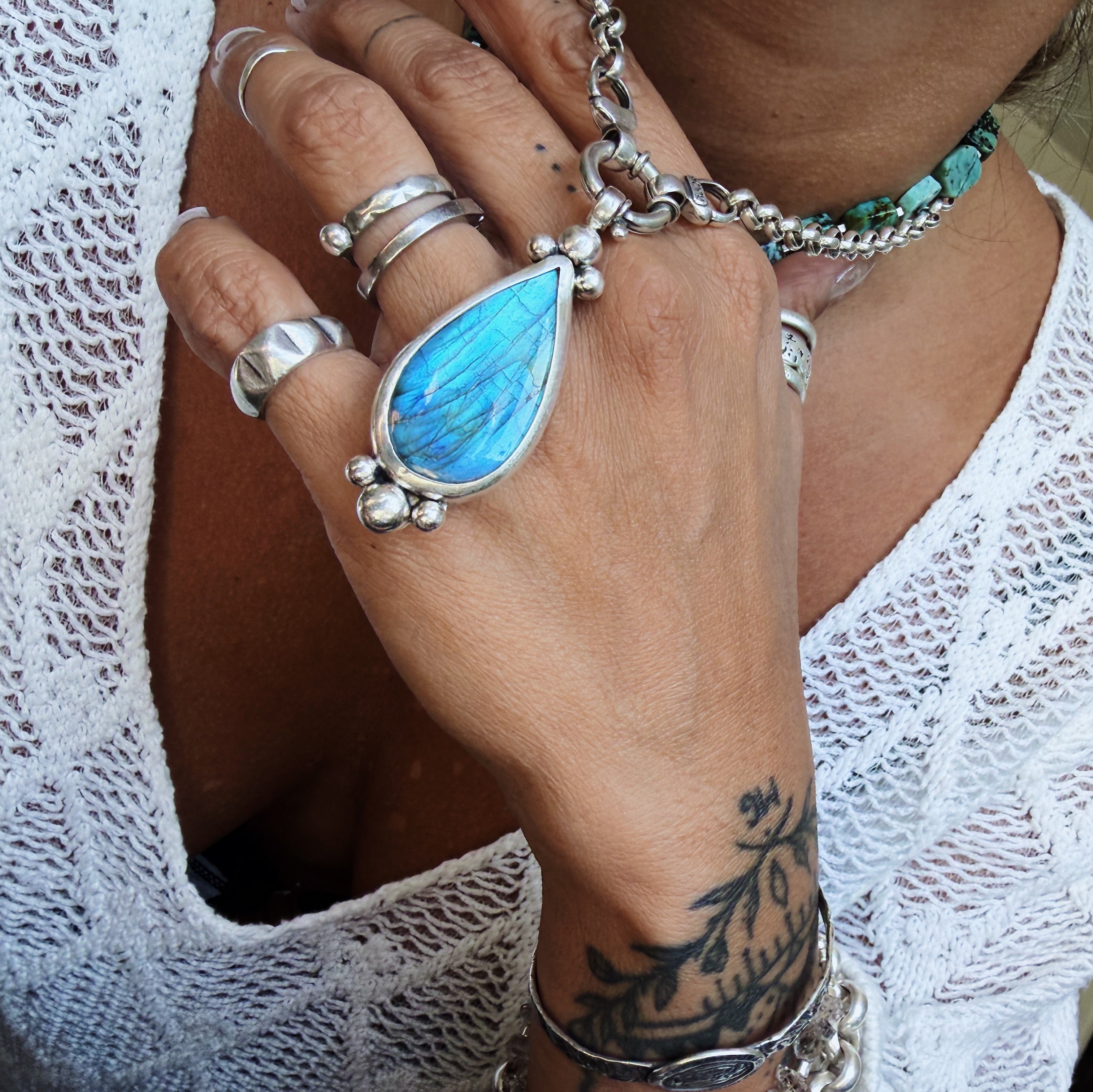 Colgante Labradorita Gota Azul