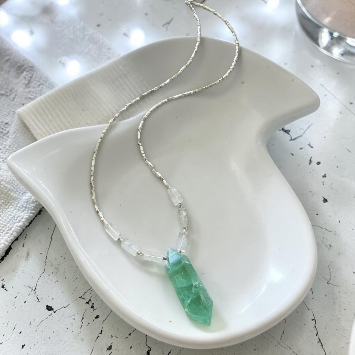 Colgante Tótem Fluorita y cuarzos