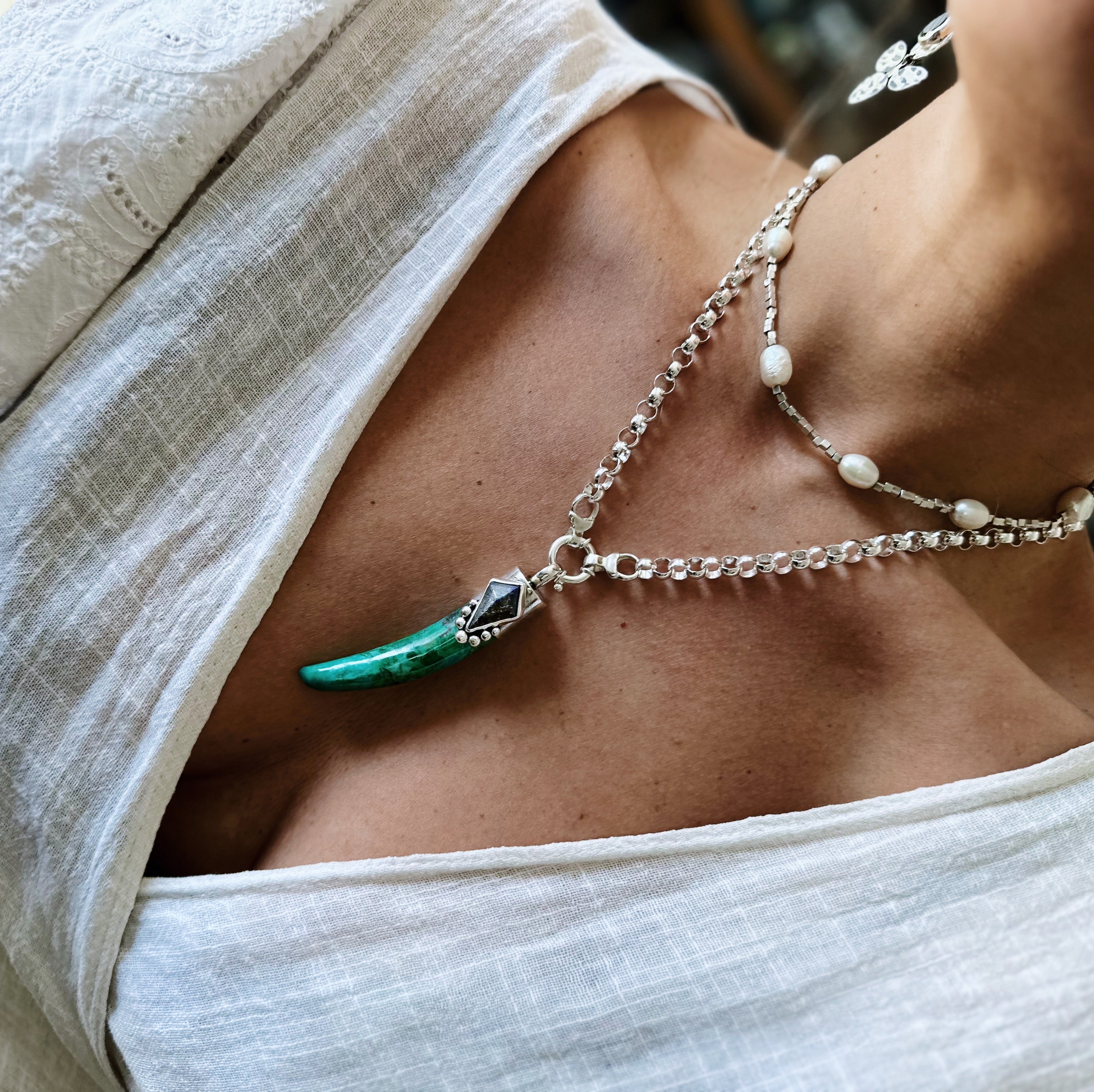 Colgante cuerno Crisocola