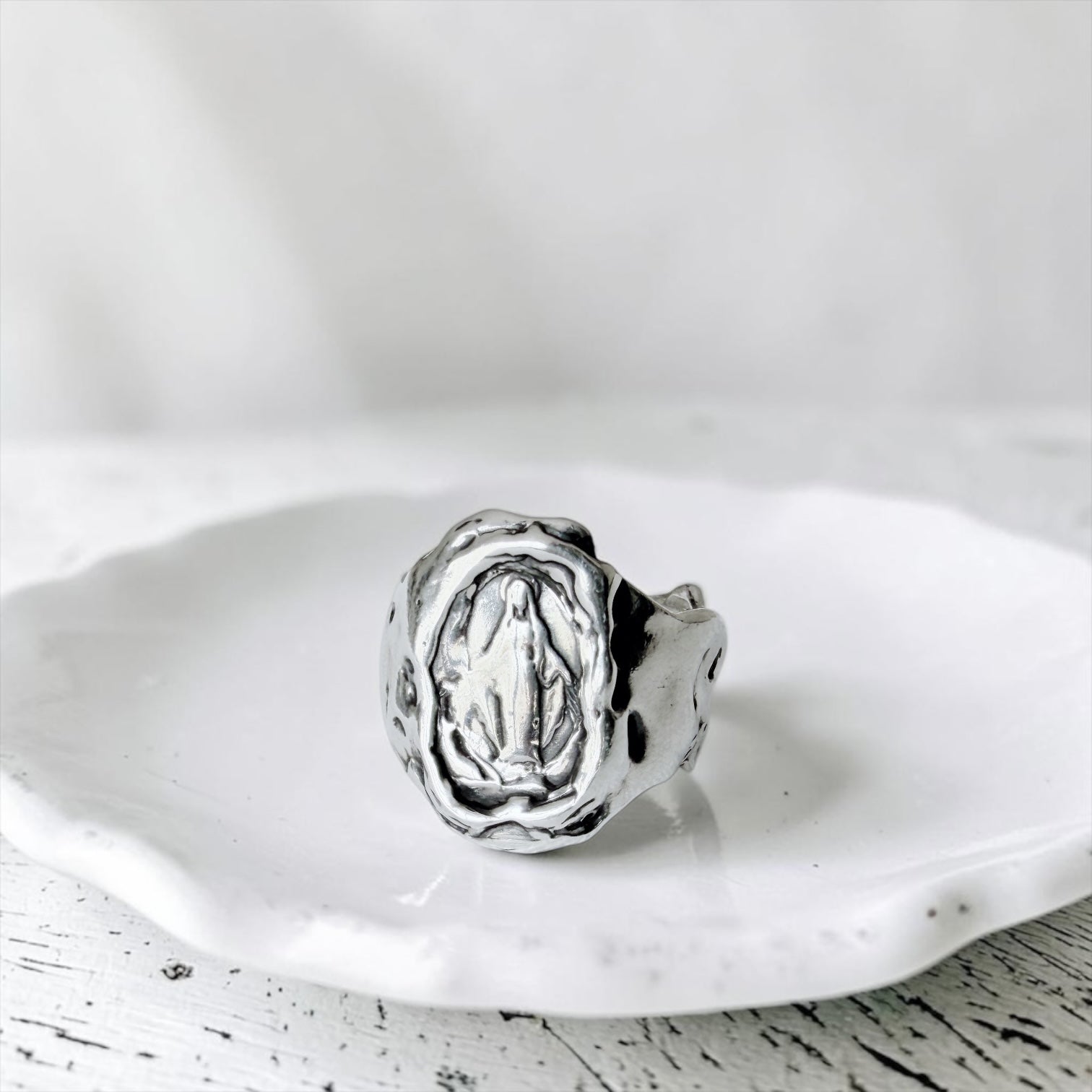 Anillo Sello Mariano - Plata