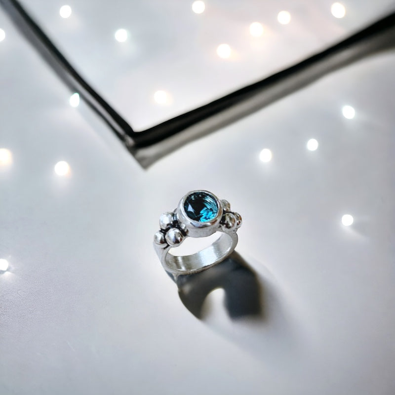 Anillo Elisa Simple - Topacio London Blue