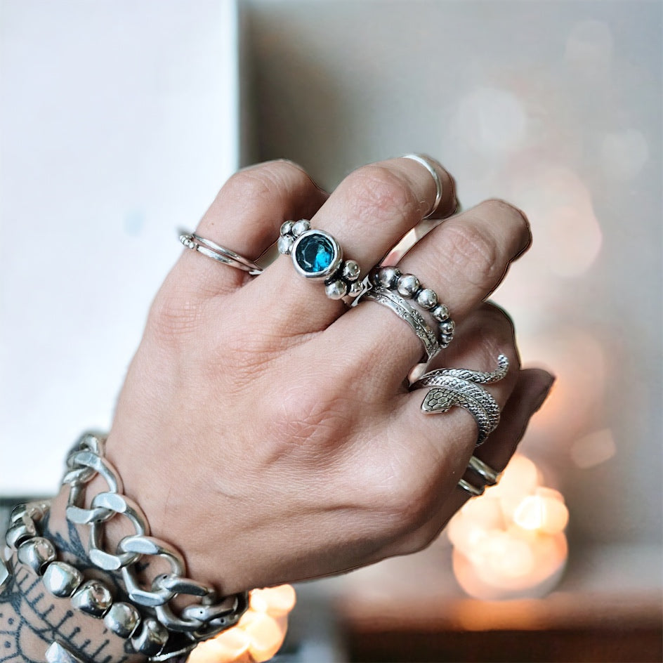 Anillo Elisa Simple - Topacio London Blue