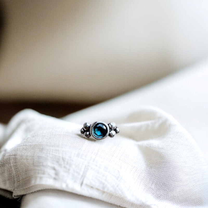 Anillo Elisa Simple - Topacio London Blue