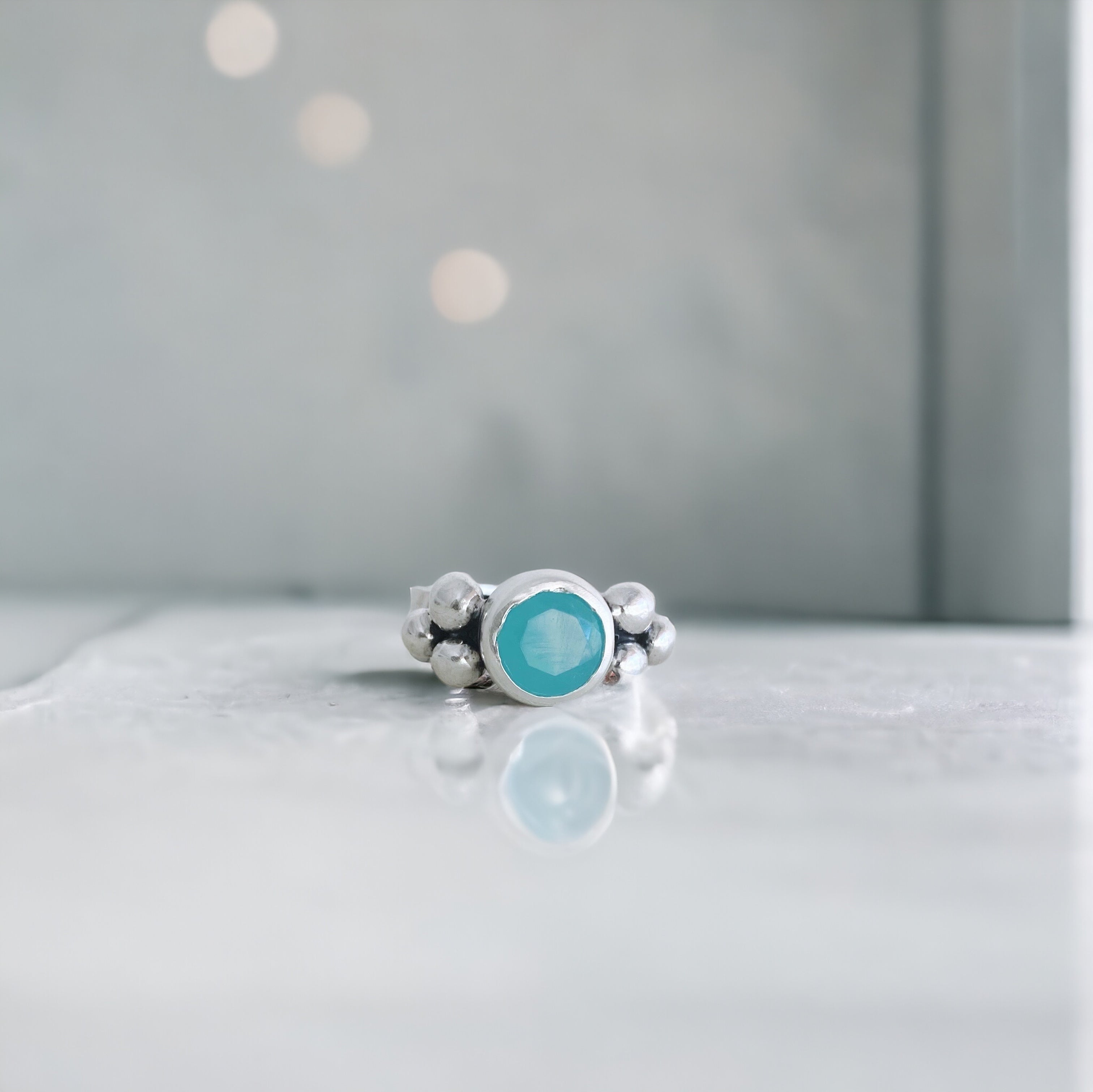 Anillo Elisa Simple - Calcedonia Aqua