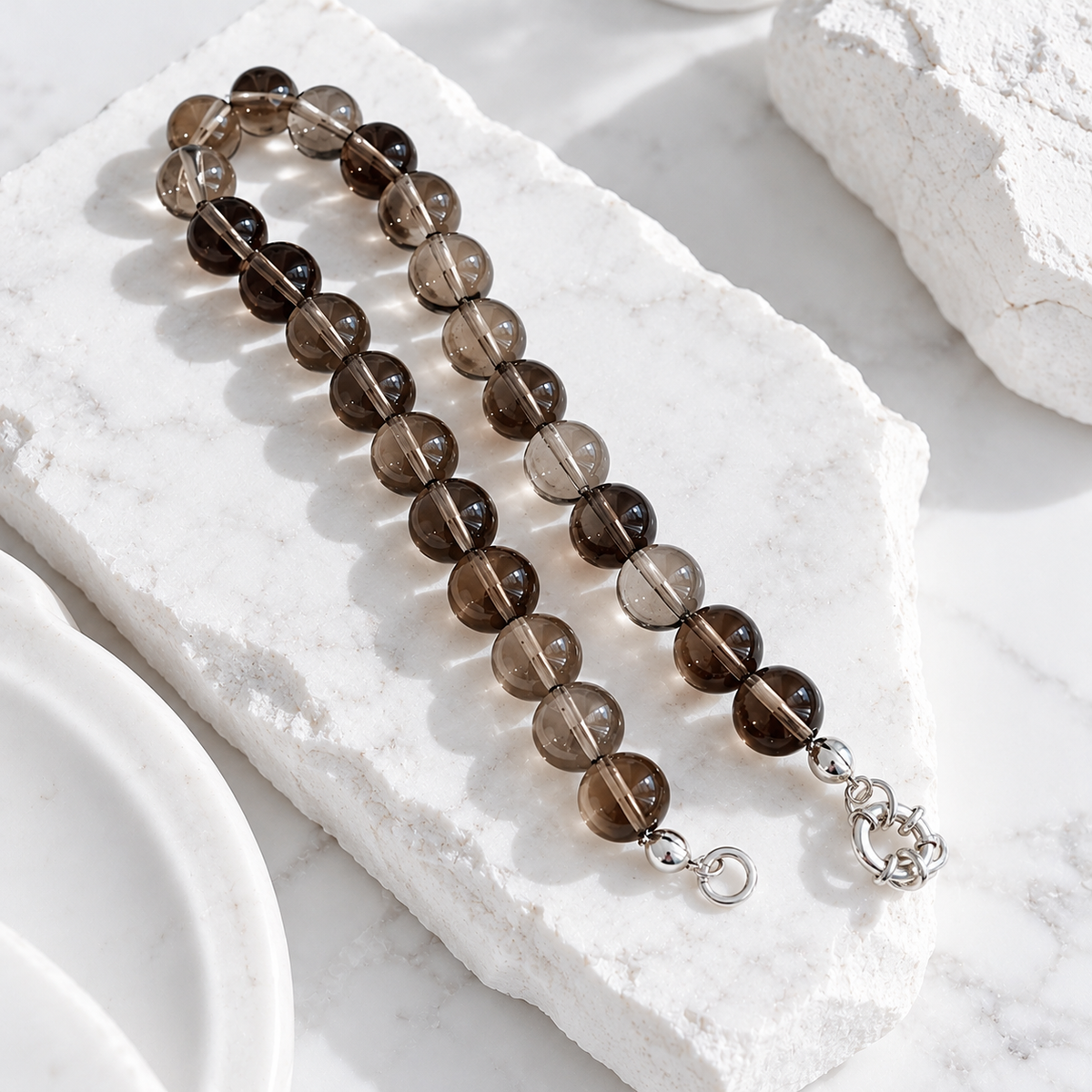Collar Rocking Balls Cuarzo Ahumado