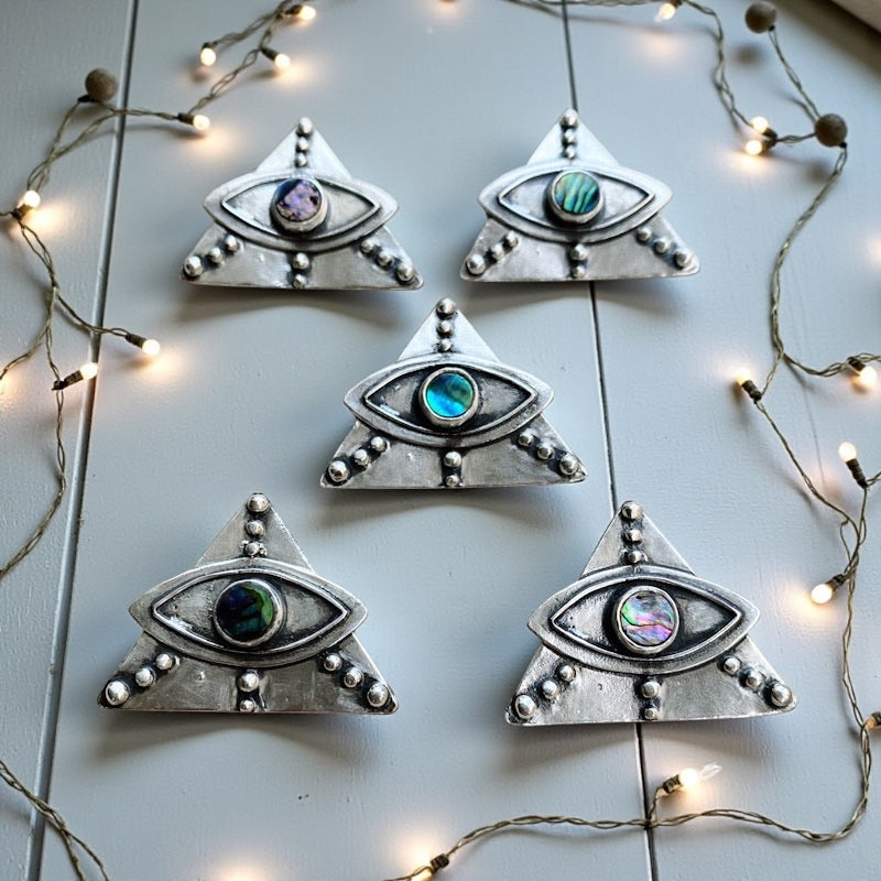 Colgante Triangulo Ojo Psicodelic Abalone