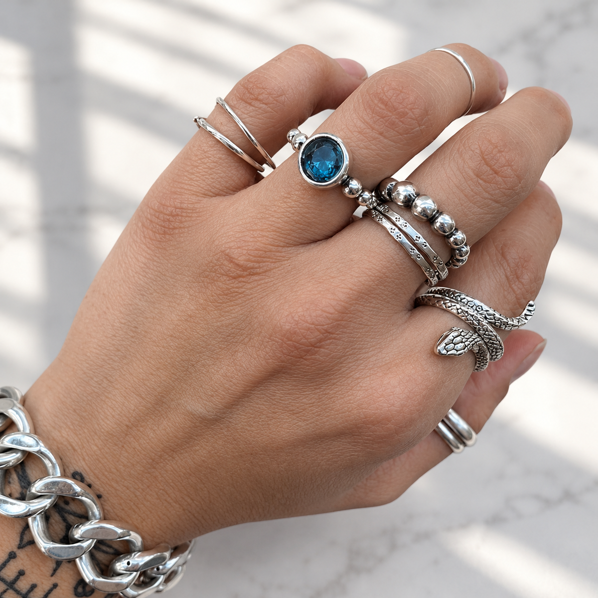 Anillo Flo Topacio London Blue