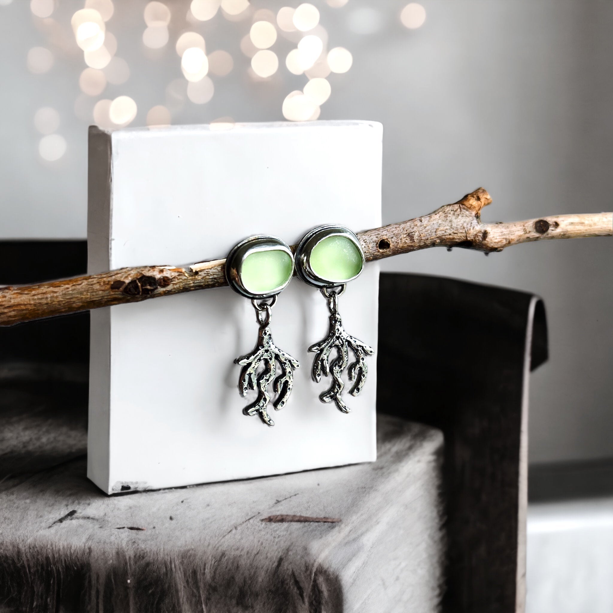 Aros Corales de Sea Glass “S” / Varias piedras