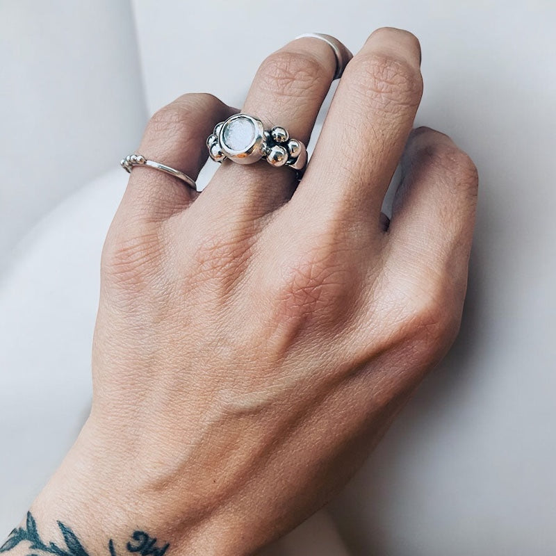 Anillo Elisa Lunar Topacio Blanco