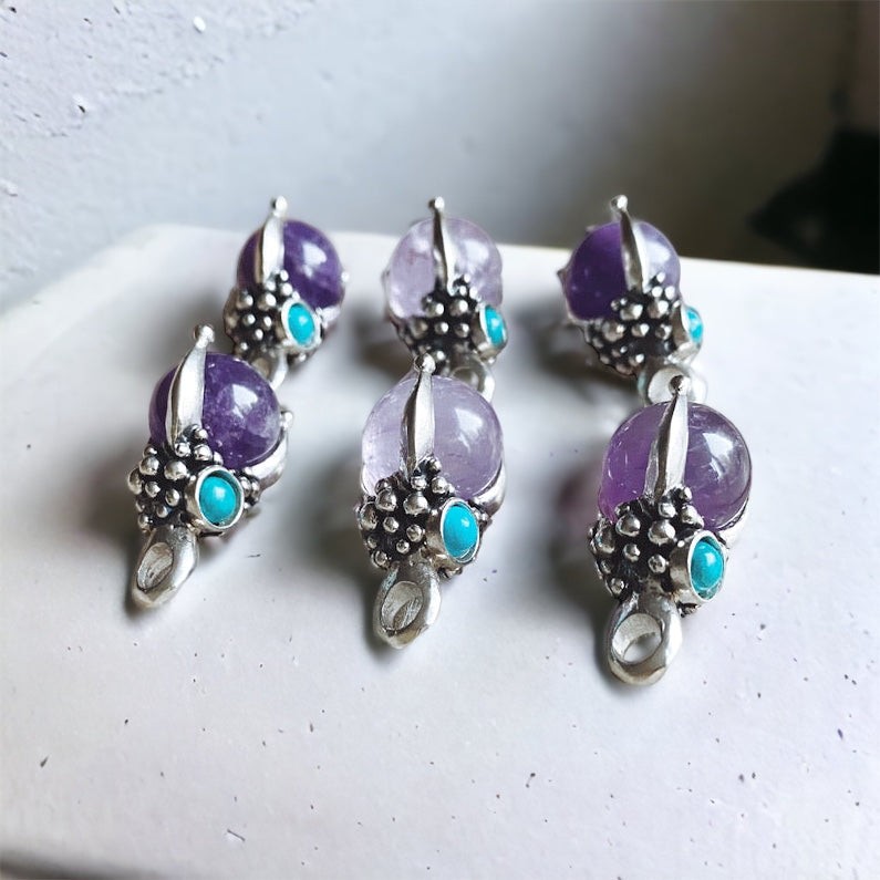 Colgante Halo Arlequin Amatista y Turquesa