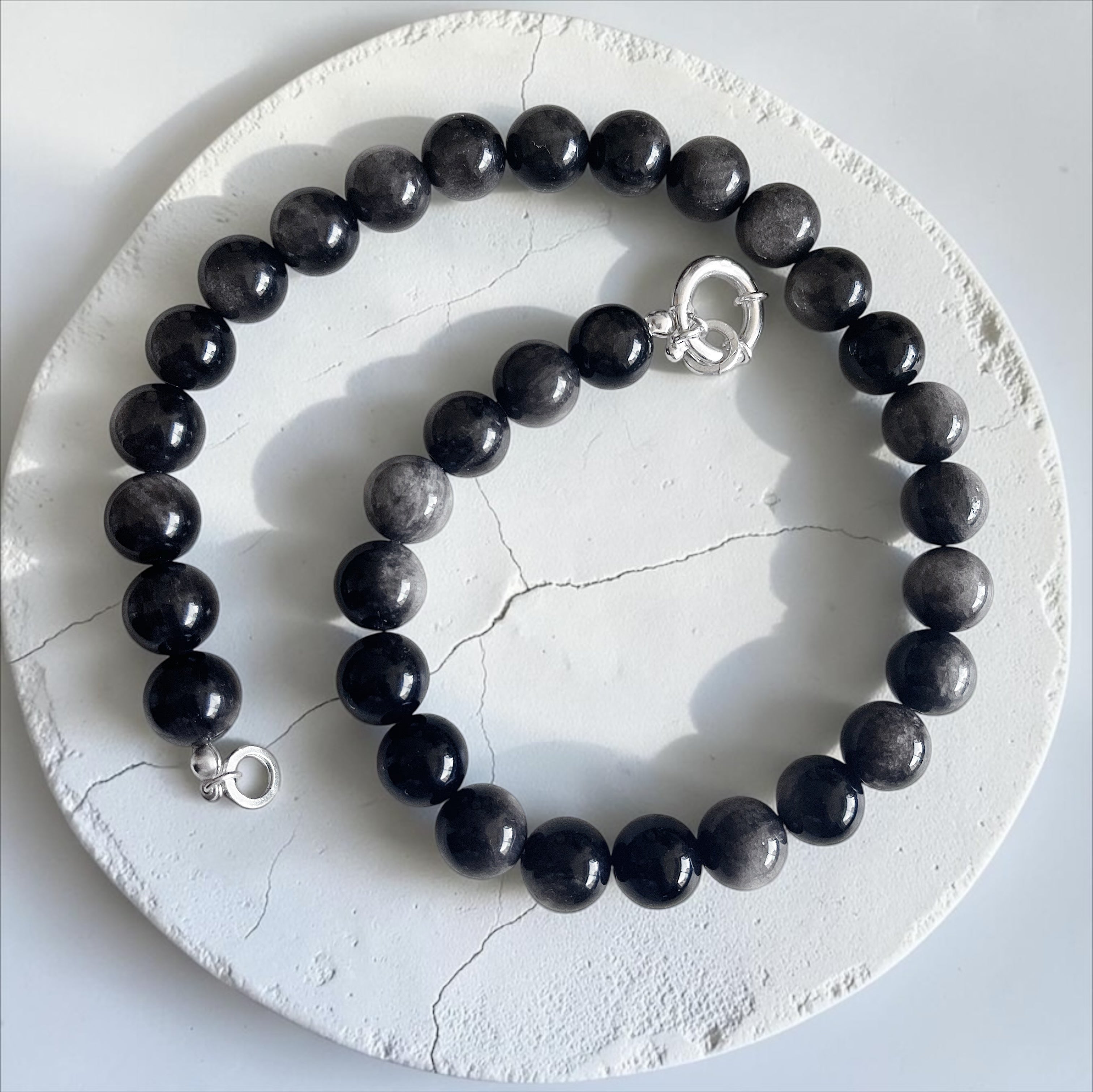 Collar Rocking Balls Obsidiana