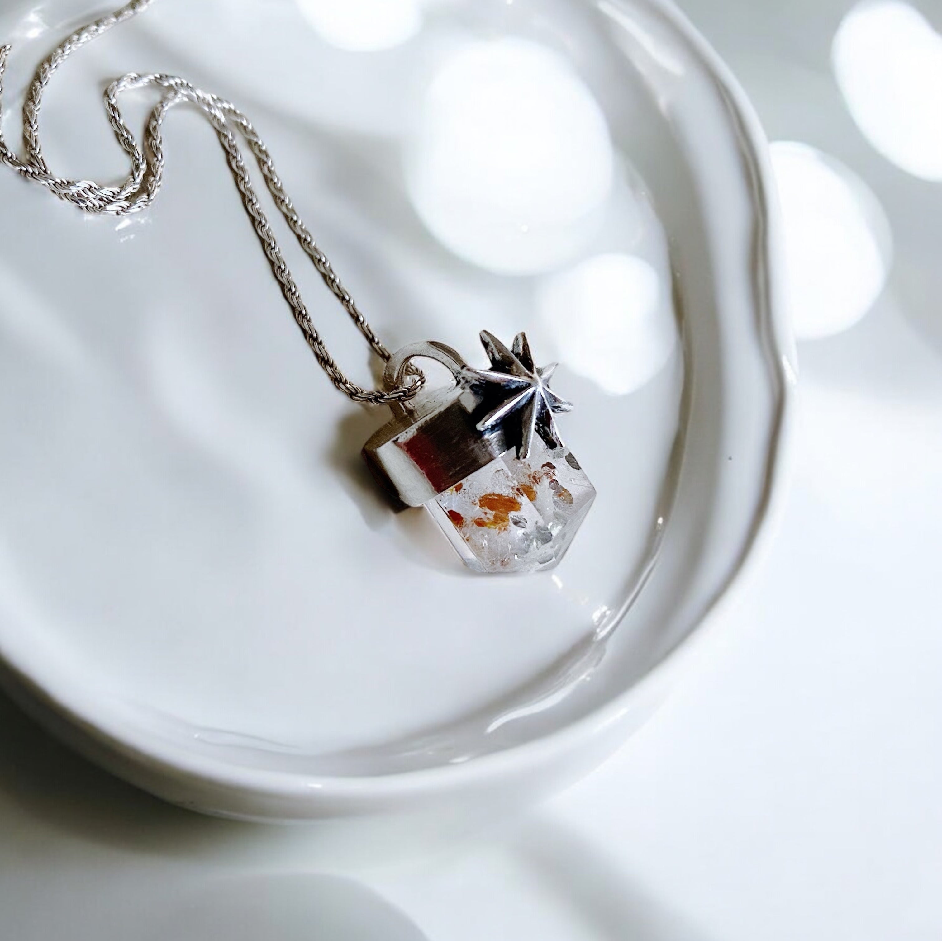 Colgante Punta Lucero Cuarzo Pirita + Hematoide