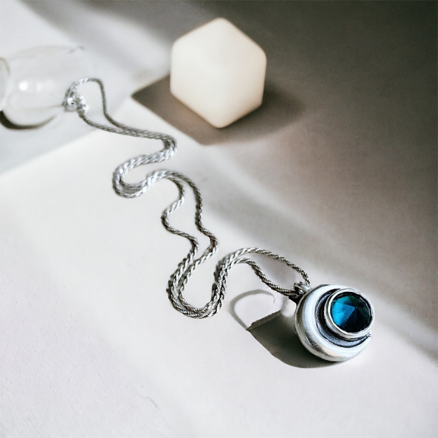 Colgante Medalla Eclipse Topacio London Blue