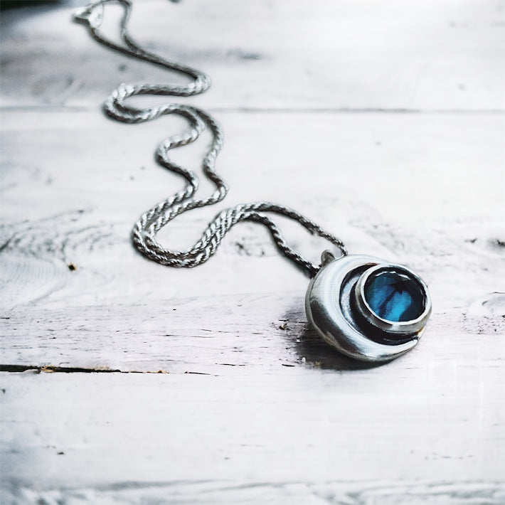 Colgante Medalla Eclipse Topacio London Blue