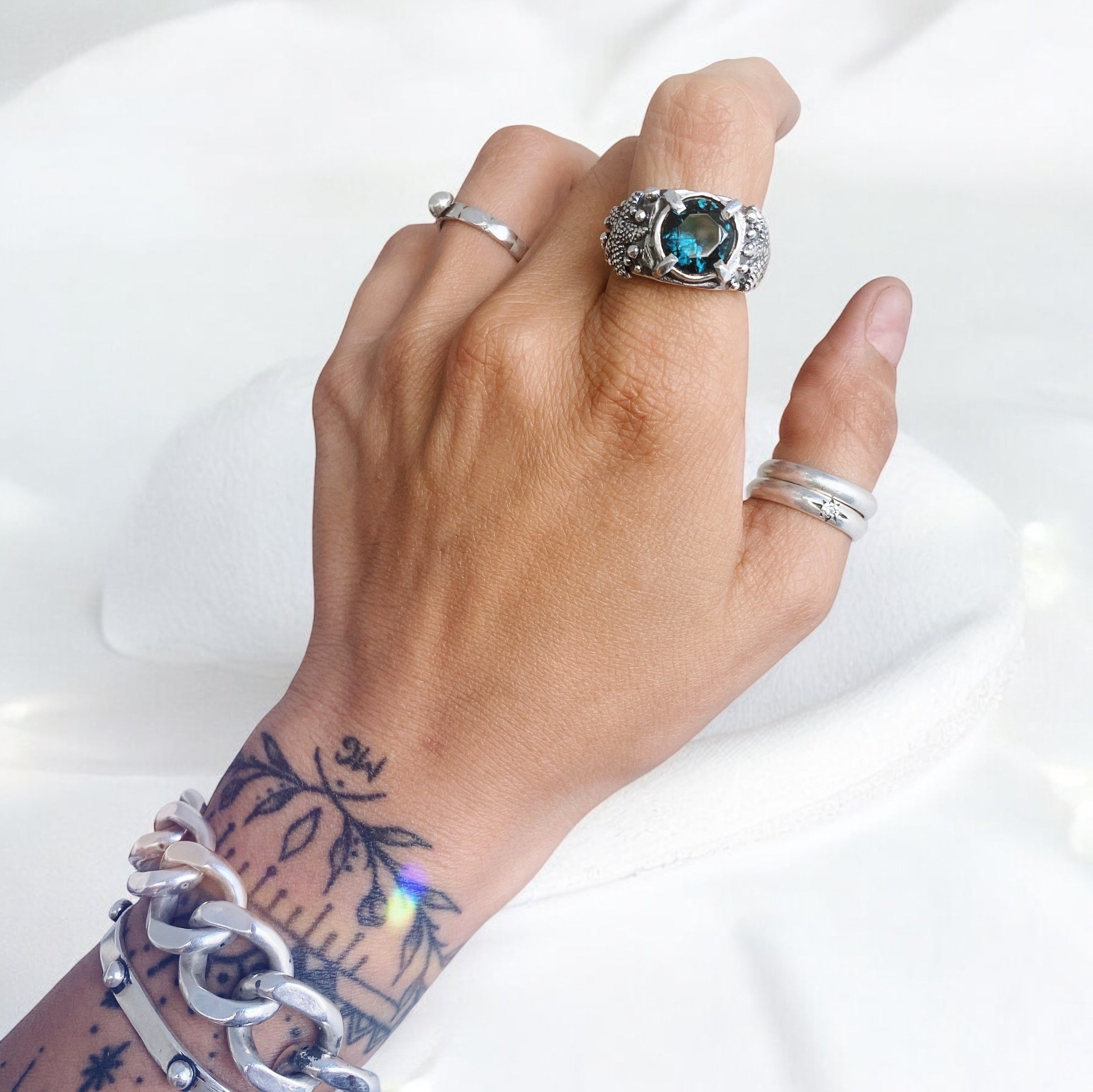 Anillo Marino Topacio London Blue