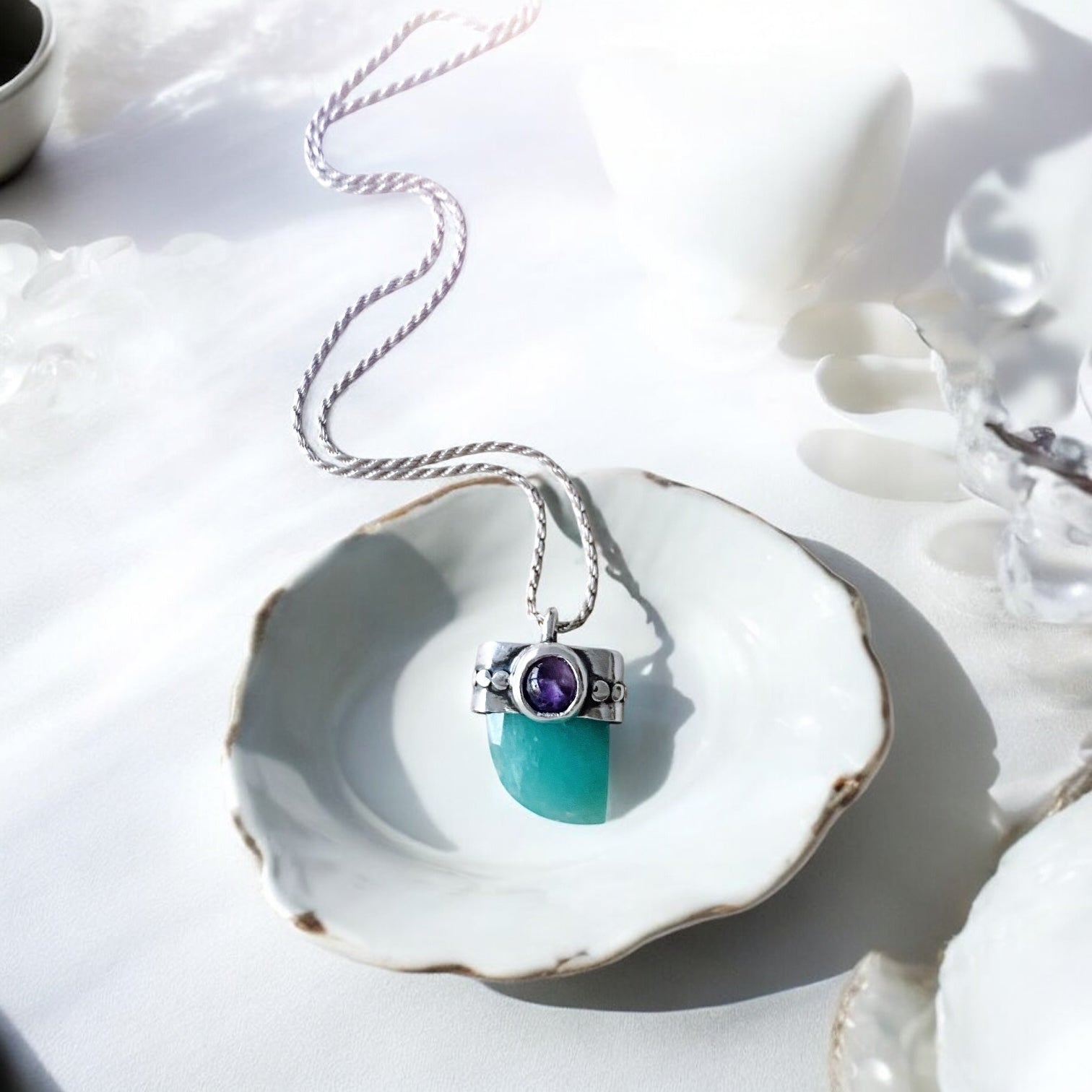 Colgante Cuerno Stone Amatista “M” + Piedra a elección