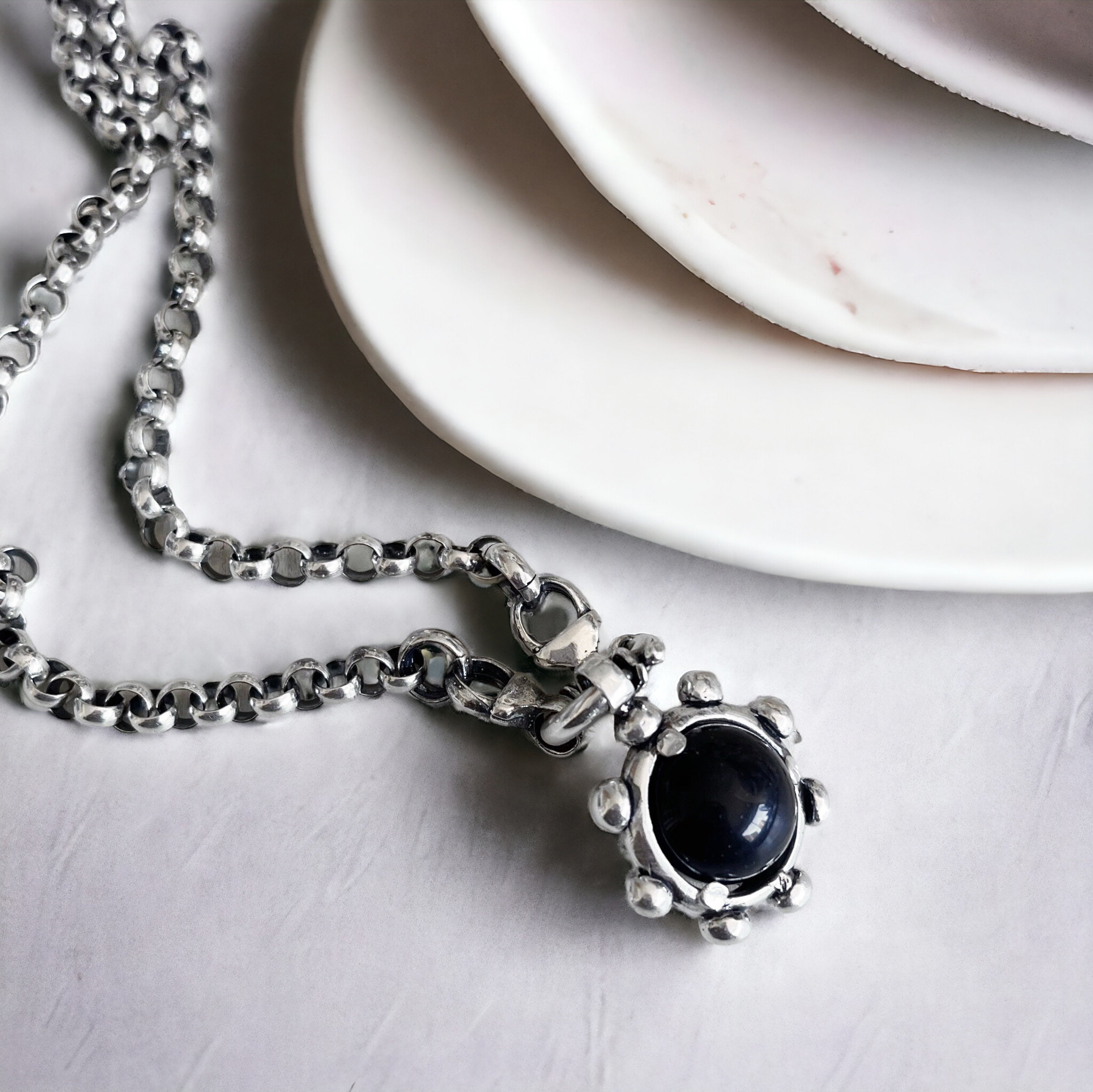 Colgante Halo Bowl + Obsidiana