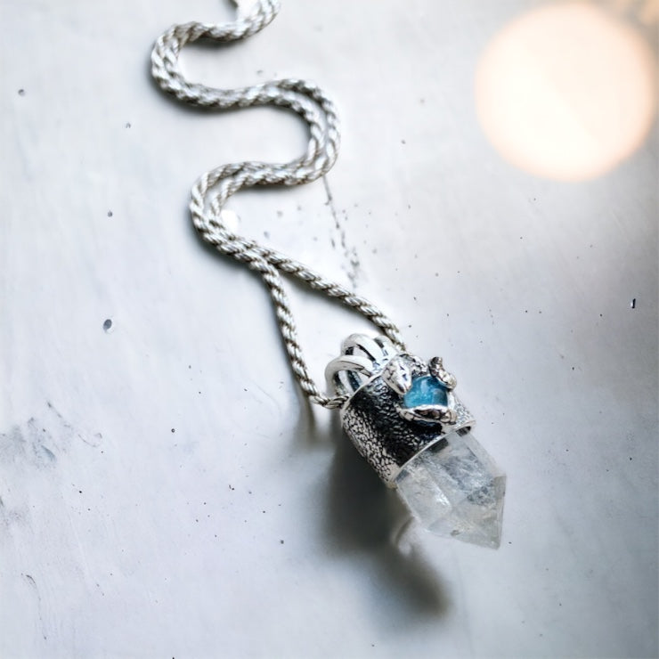Colgante Mini Cuarzo Serpiquartz y Fluorita