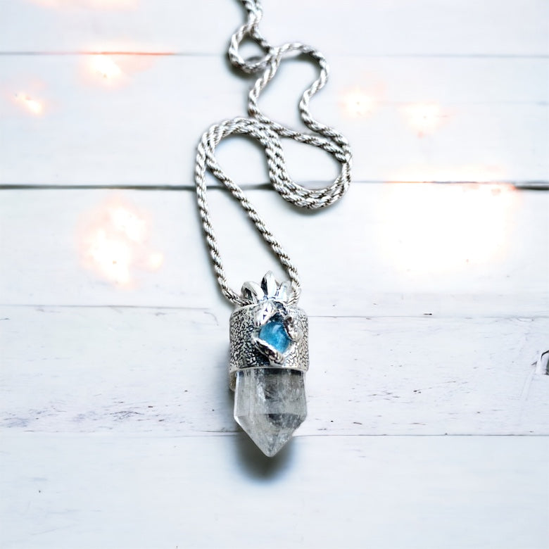 Colgante Mini Cuarzo Serpiquartz y Fluorita