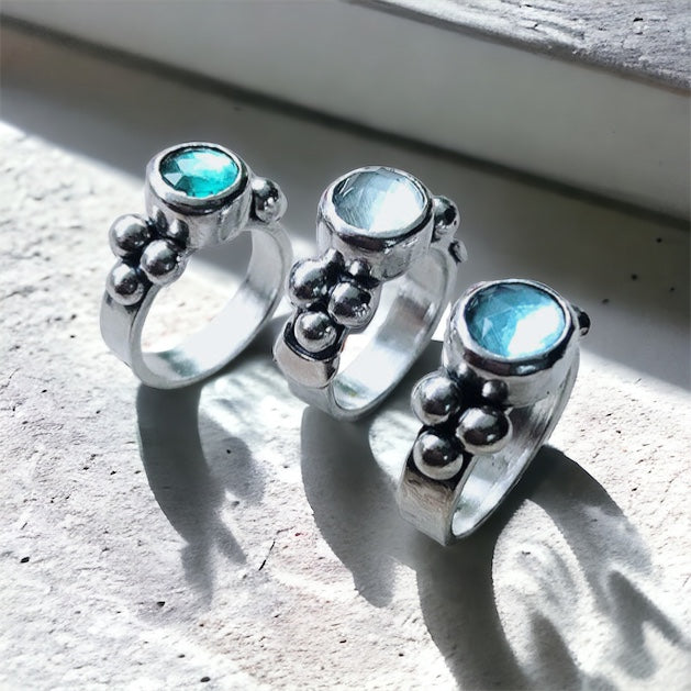 Anillo Elisa Simple - Topacio Celeste