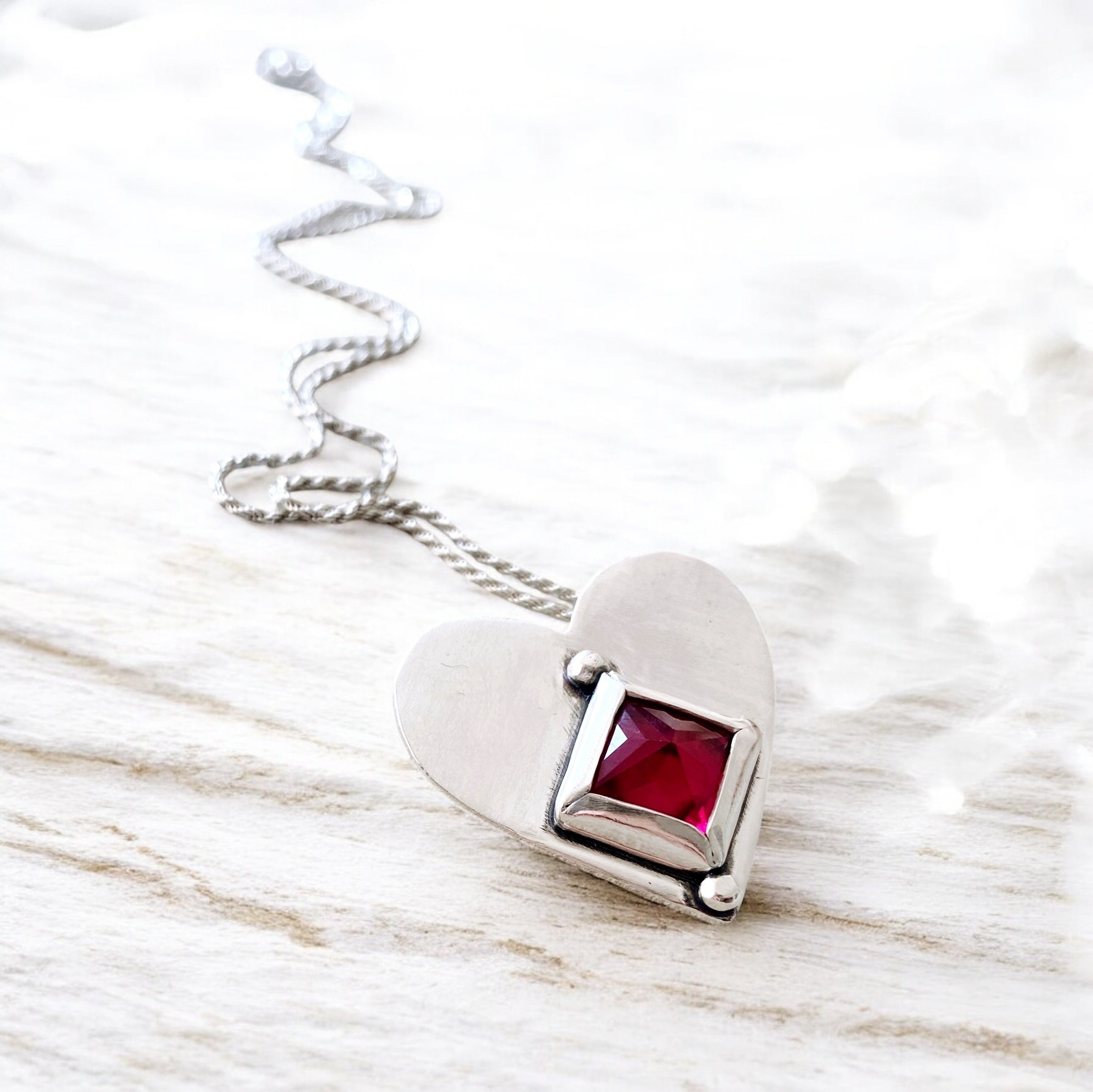 Colgante Corazon Rombo Rubi
