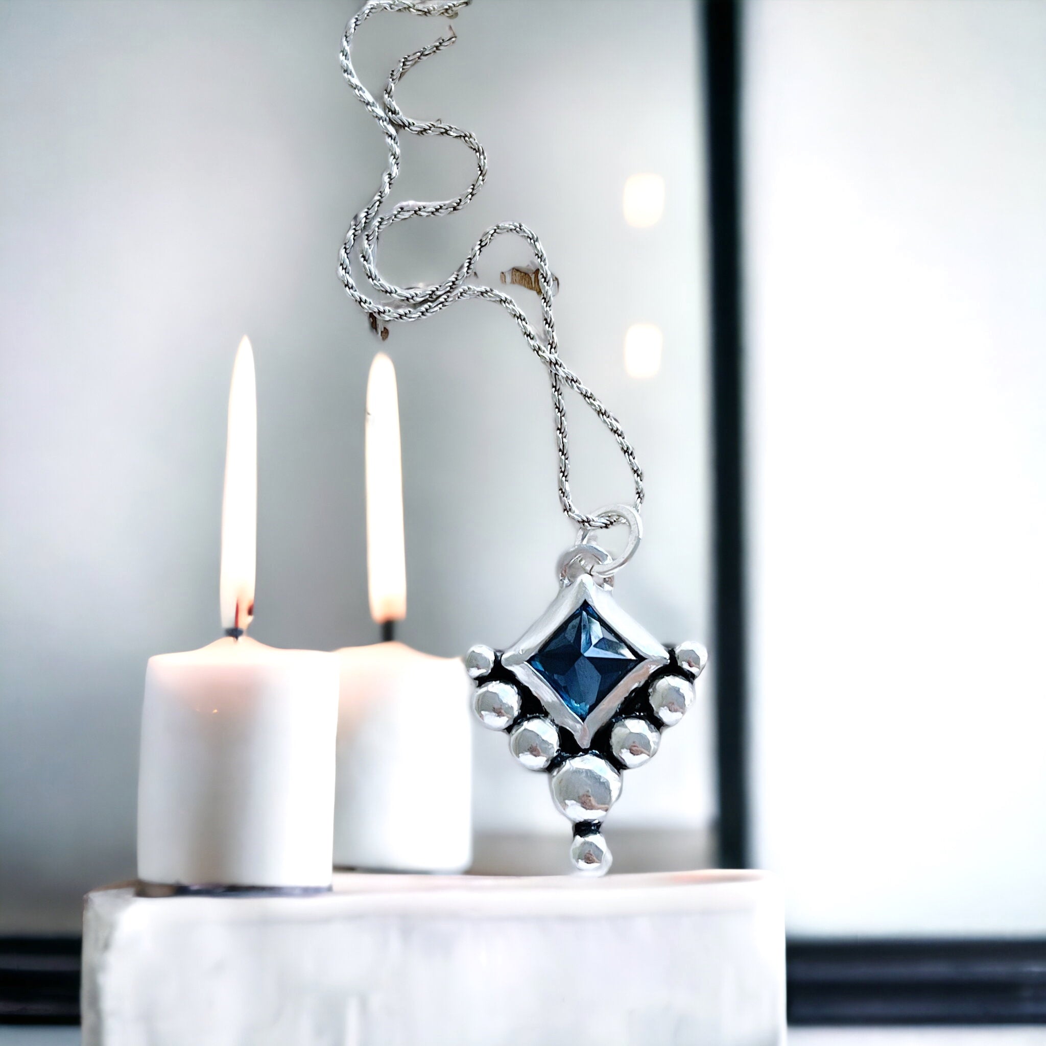 Colgante Prisma Chennai + Piedra a Eleccion